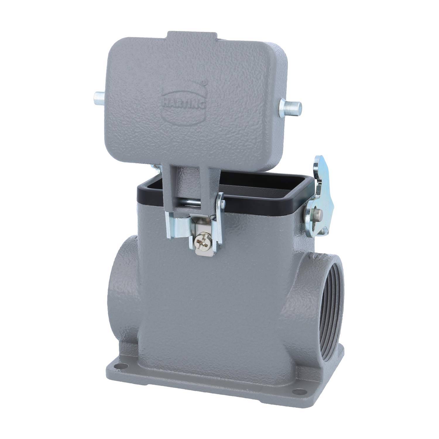 04300062298 HARTING Han 6B Sockelgehäuse hoch, 2xPG29 seitlicher Kabelabgang, mit 1 Längsbügel mit Schutzkappe Metall -