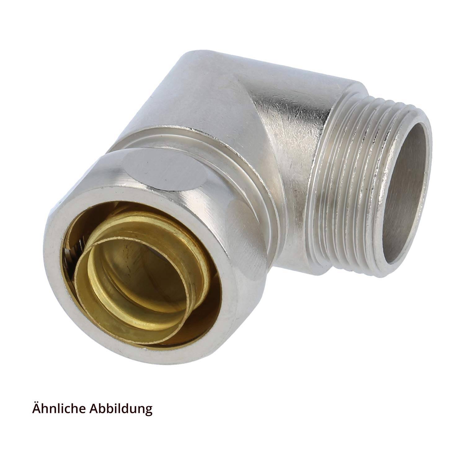 USW-P Metallverschraubung 90 Grad Winkel Gewinde PG13,5x1,41 für Schlauch-Außendurchmesser 19,0mm für