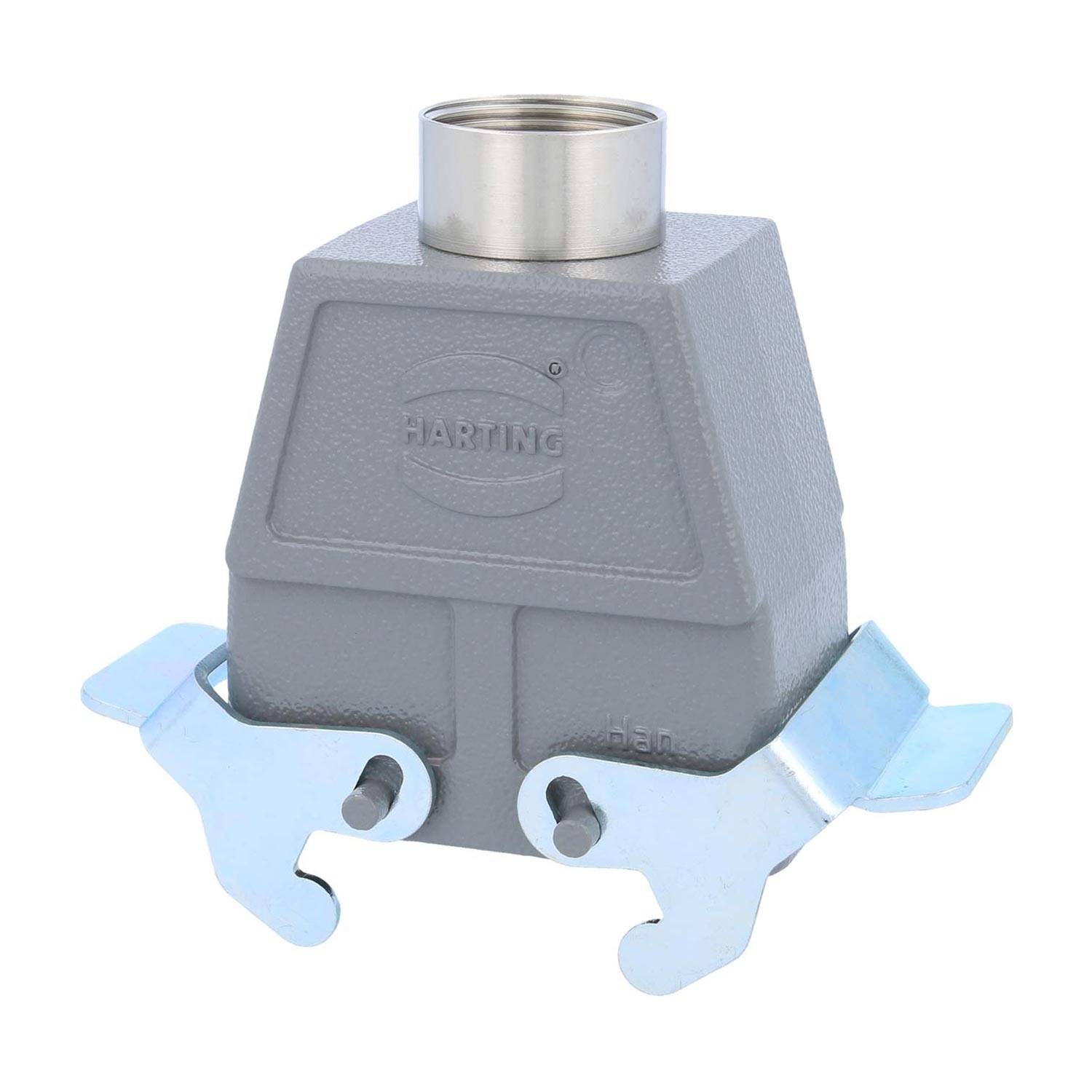 04301100432 HARTING Han 10B Tüllengehäuse hoch, 1xPG21 gerader Kabelabgang, mit 2 Querbügeln Verschraubung PG21
