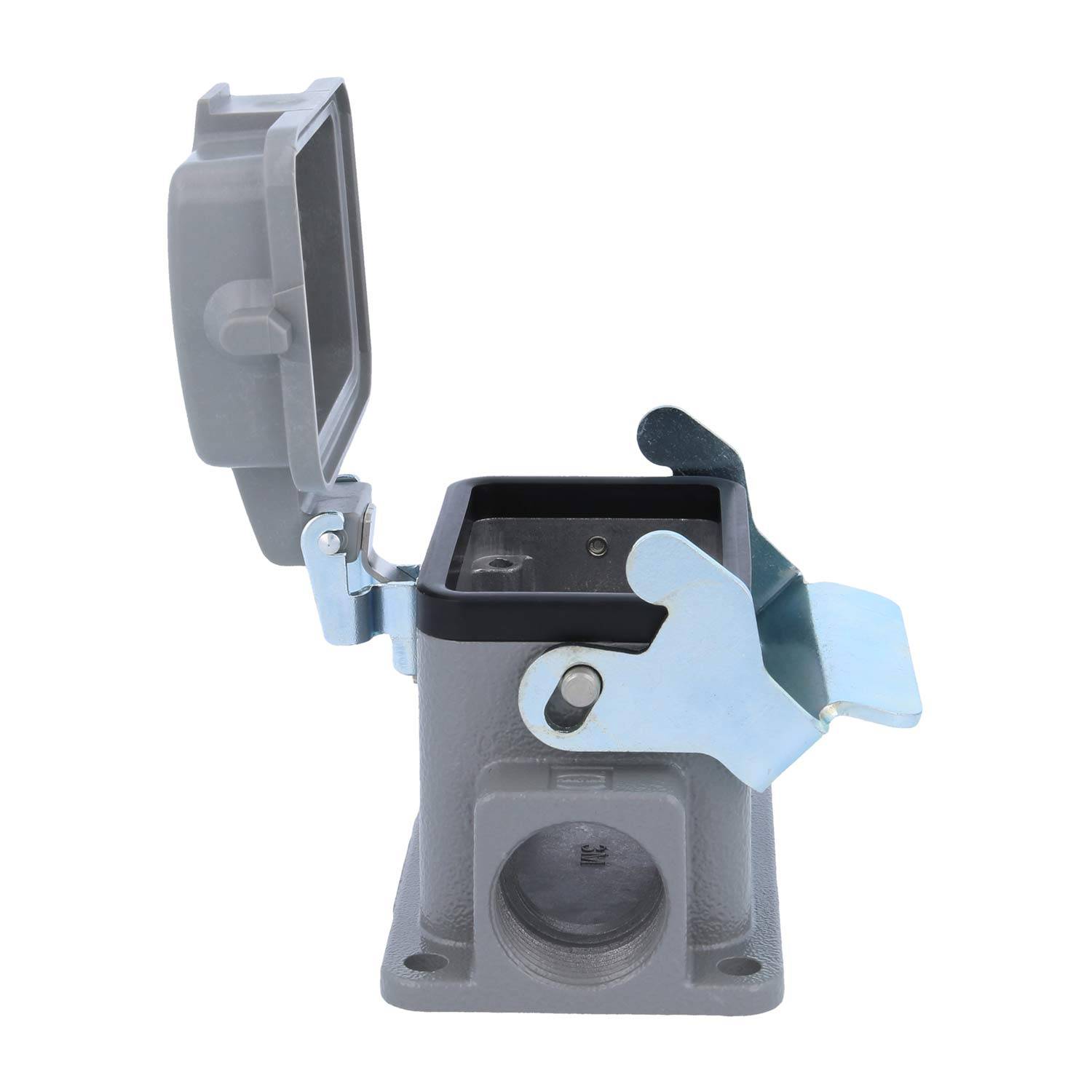 04300061296 HARTING Han 6B Sockelgehäuse niedrig, 2xPG16 seitlicher Kabelabgang, mit 1 Längsbügel mit Schutzkappe