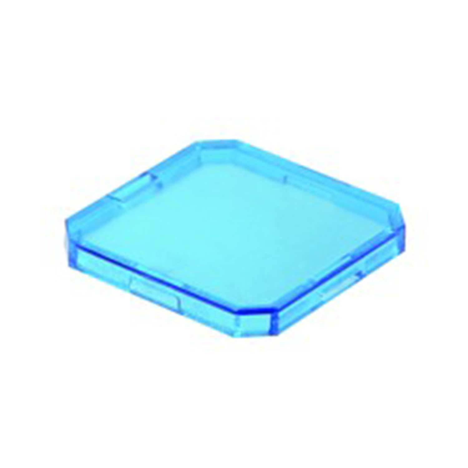 Ein blauer Acryl-Sechseckspielstein mit abgeschrägten Kanten, der als Spielfigur in Brettspielen verwendet wird.