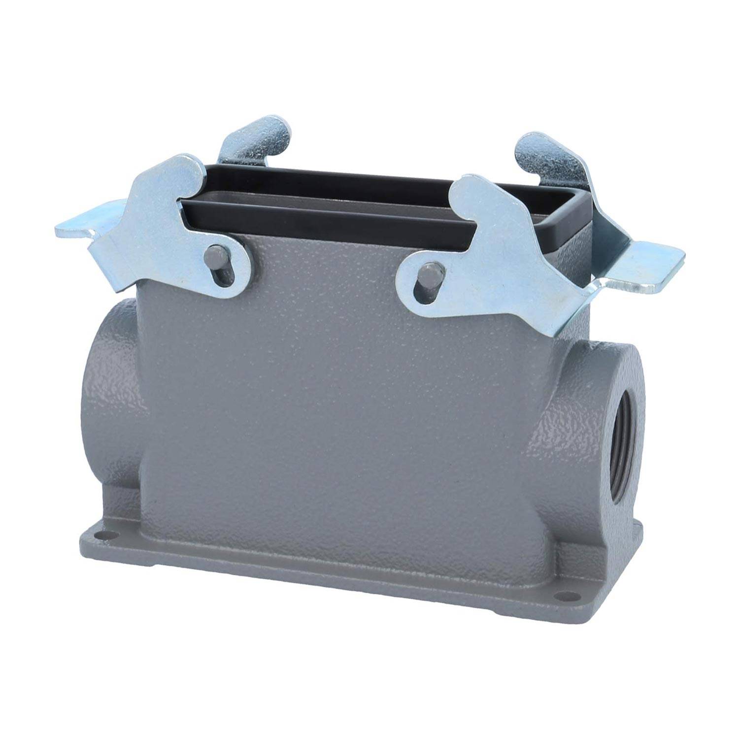 04301160240 HARTING Han 16B Sockelgehäuse hoch, 2xM25 seitlicher Kabelabgang, mit 2 Querbügeln Verschraubung M25