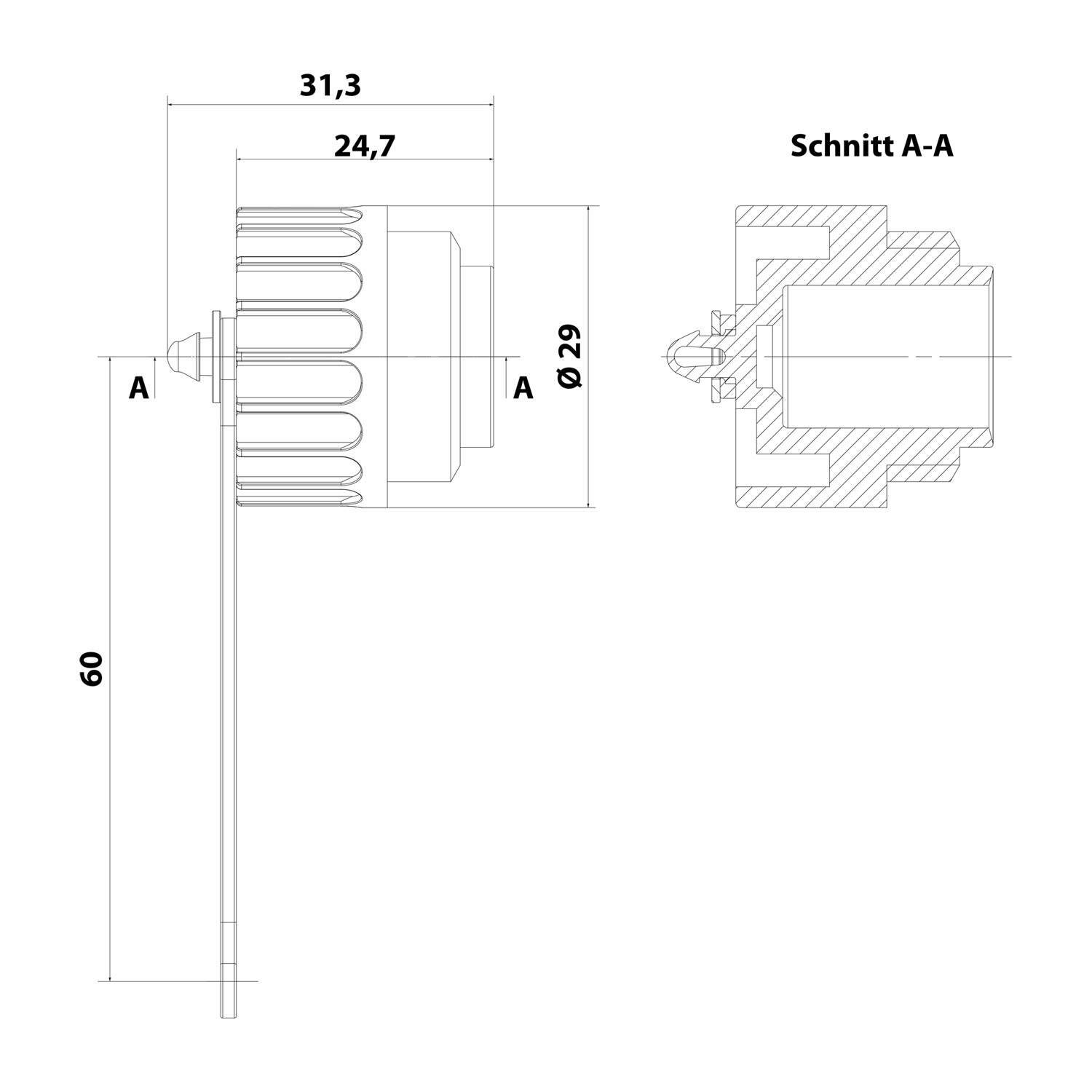 C01600V00000012 Amphenol RD24-SGB 102 Schutzkappe für Gerätesteckverbinder Buchse Verliersicherung mit kleiner Schlaufe