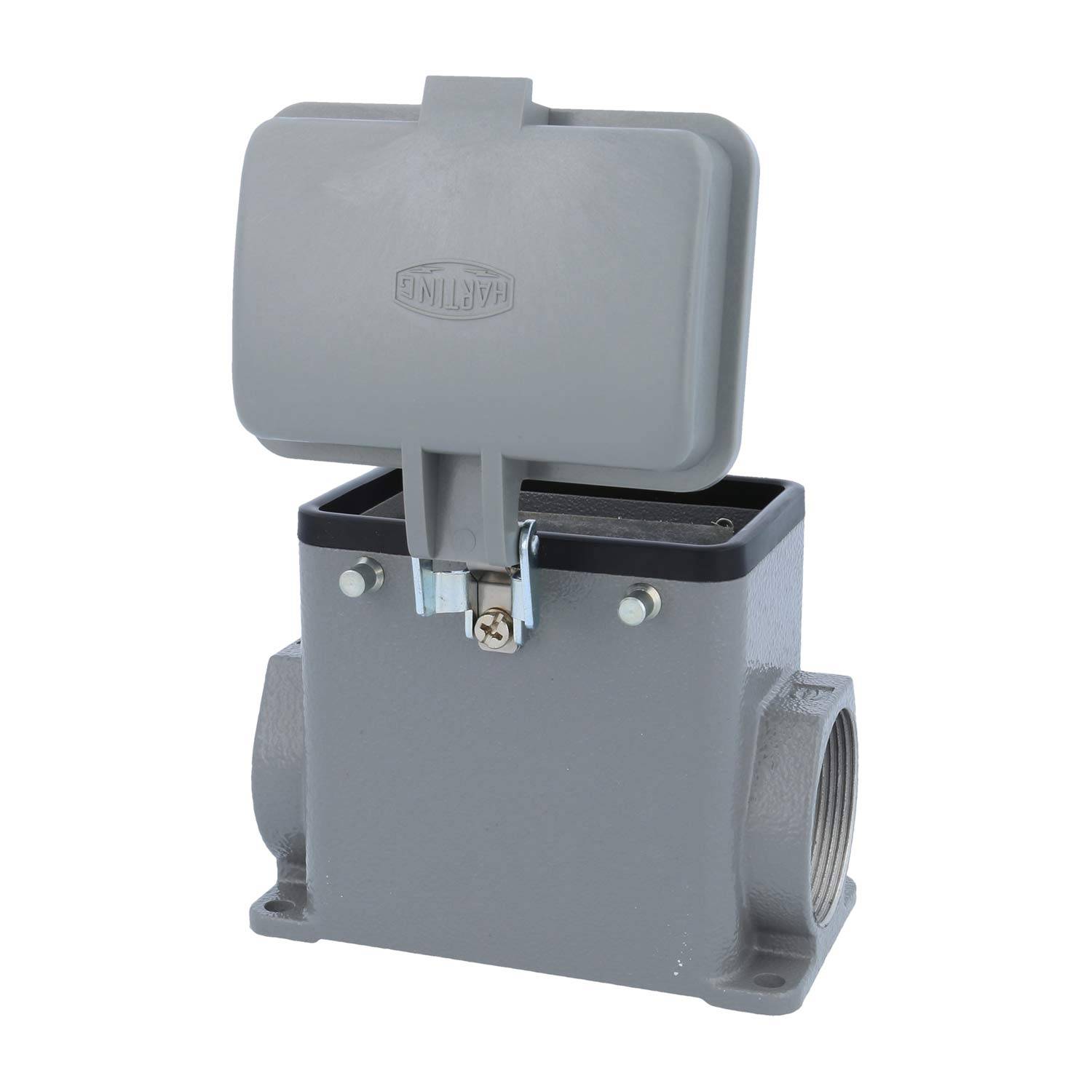 05200320270 HARTING Han 32A Sockelgehäuse hoch, 2xM40 seitlicher Kabelabgang, für 2 Bügel (am Oberteil) mit Schutzkappe