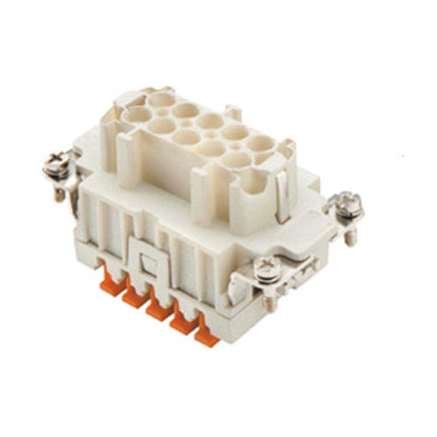 Hellbeiger elektrischer Verbinder mit mehreren Schlitzen und Schrauben an jeder Seite, der für sichere Kabelverbindungen in komplexen Verdrahtungssystemen verwendet wird.