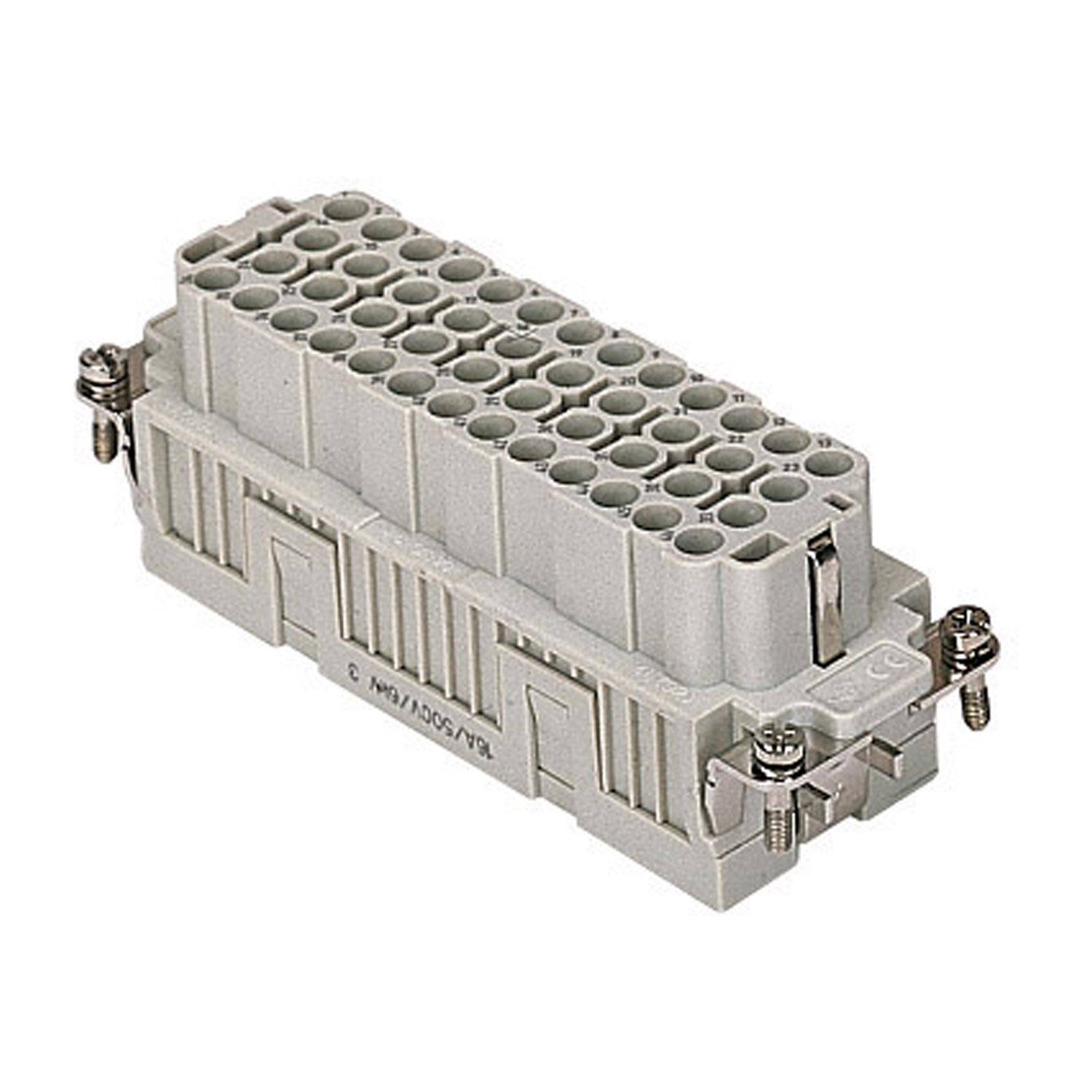 Industrieller Verbinder mit mehreren Pinhöhlen und zwei seitlichen Befestigungsschrauben