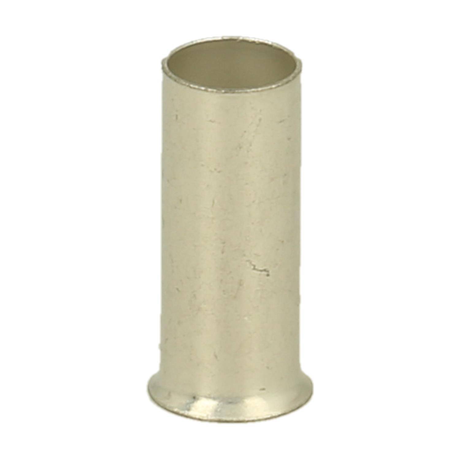 Eine zylindrische Metallröhre, die senkrecht steht, mit glatter Oberfläche und leicht ausgestellten Enden.