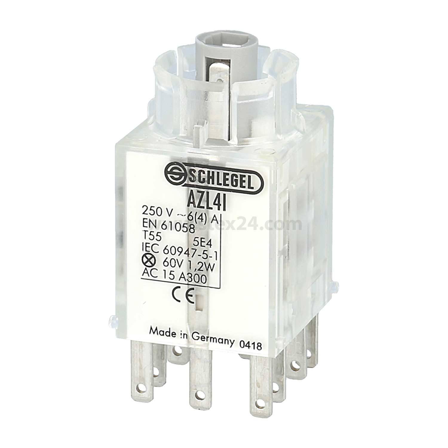 Schlegel AZL4I 250V Schalter, IEC 60947, 12W, hergestellt in Deutschland.