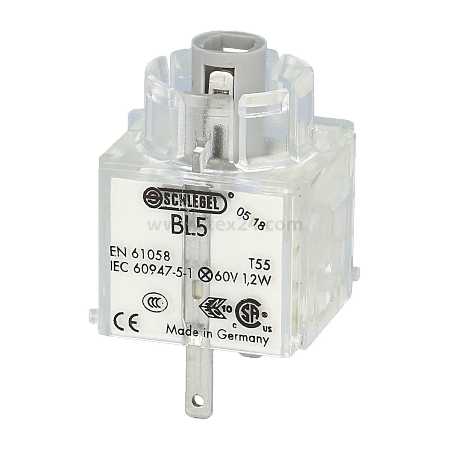 BL5 Georg Schlegel Lampenfassung T5,5k Baureihe Kontaktgeber BT, BF, beleuchtbar Flachstecker 2,8mm x 0,8mm - 1Stück