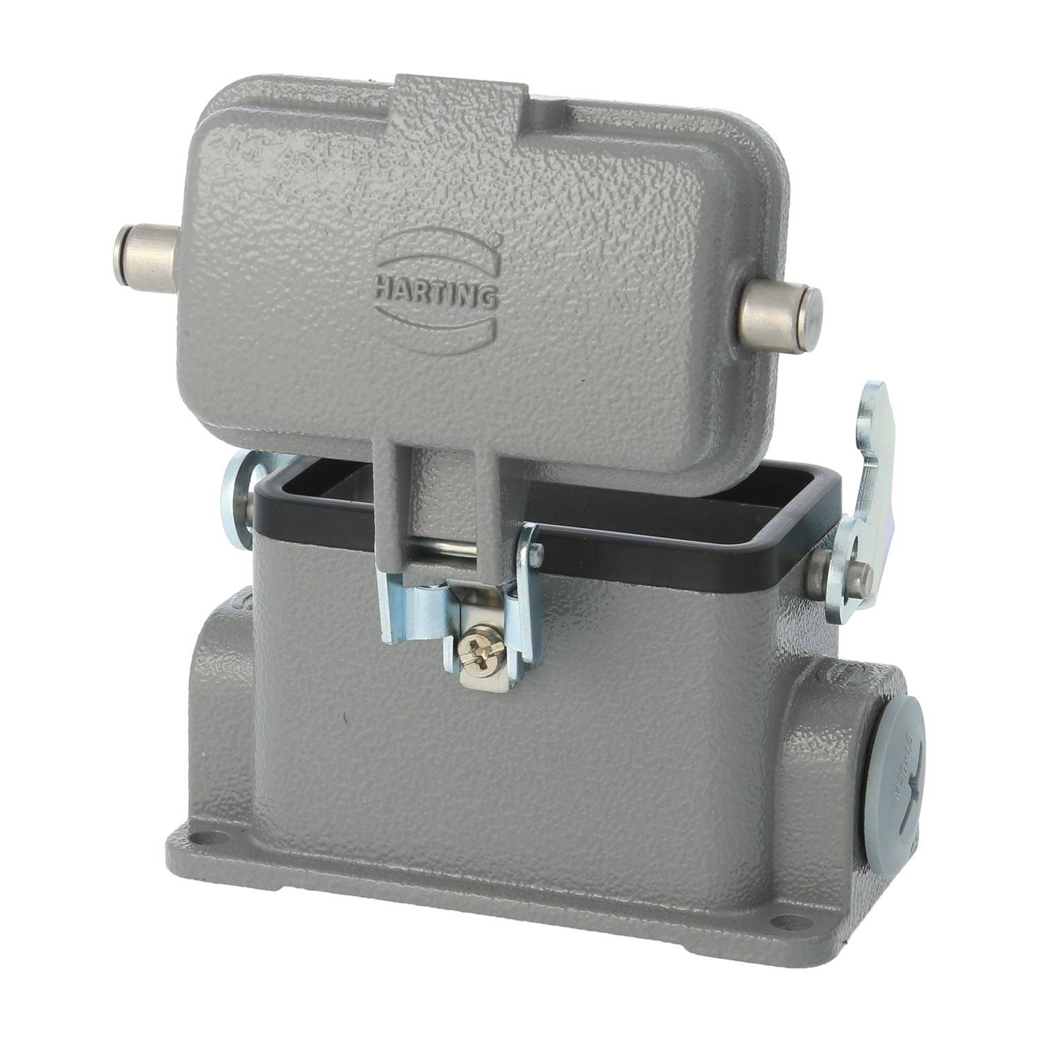 04300102268 HARTING Han 10B Sockelgehäuse niedrig, 1xM20 seitlicher Kabelabgang, mit 1 Längsbügel mit Schutzkappe