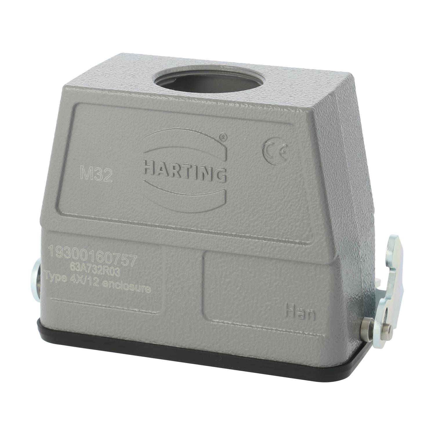 04300160753 HARTING Han 16B Kupplungsgehäuse hoch, 1xM25 gerader Kabelabgang, mit 1 Längsbügel Verschraubung M25