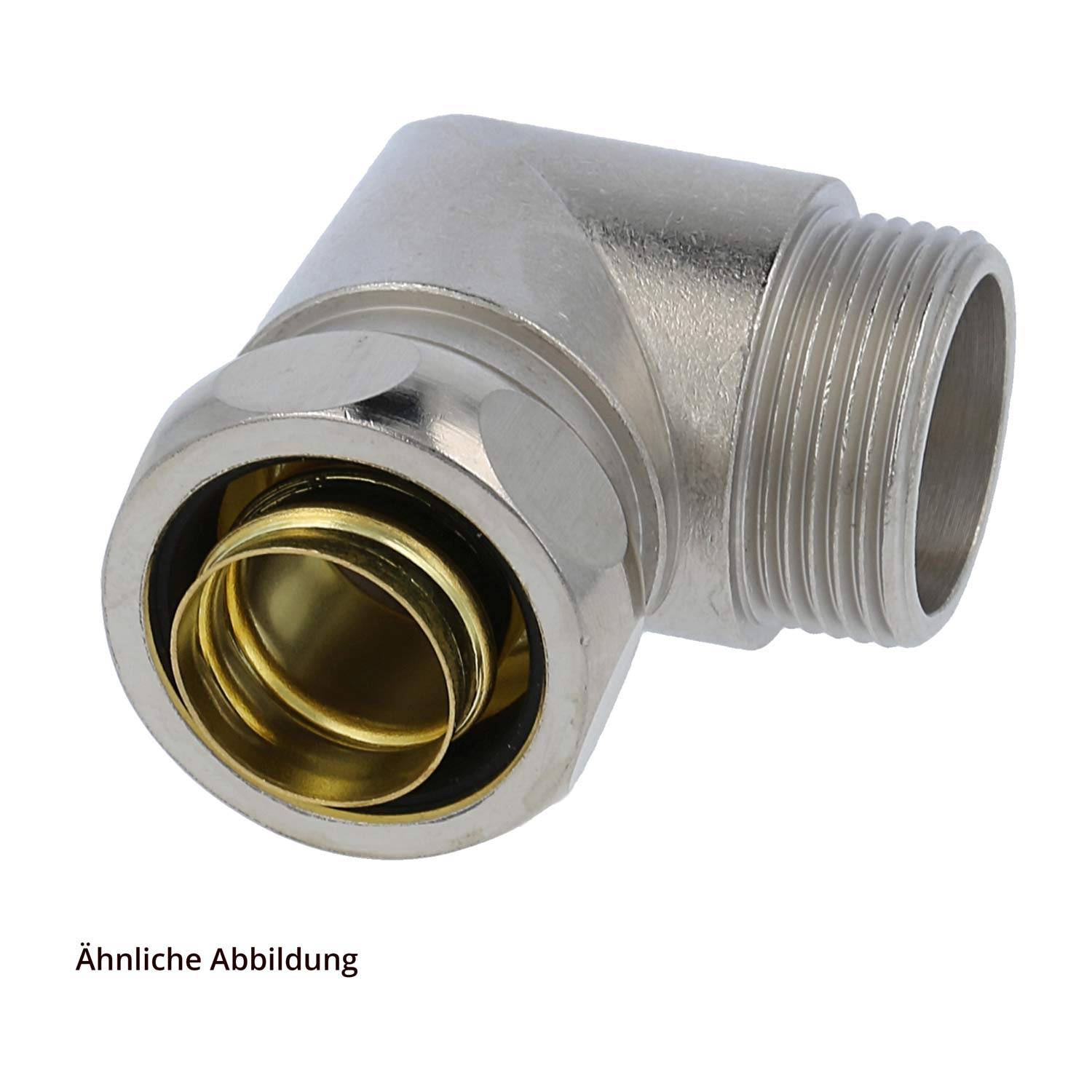 USW-M Metallverschraubung 90 Grad Winkel Gewinde M40x1,5 für Schlauch-Außendurchmesser 36,0mm für