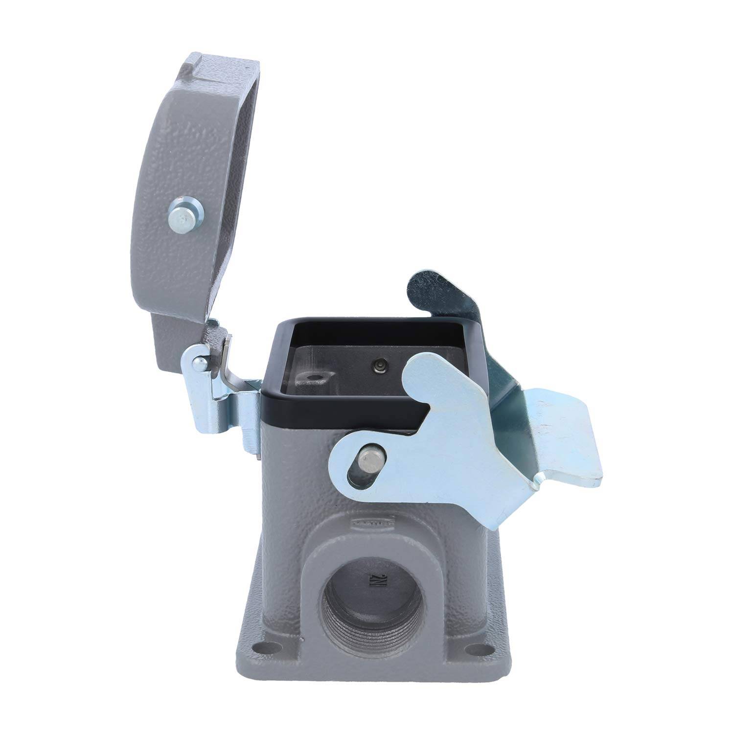 04300062262 HARTING Han 6B Sockelgehäuse niedrig, 2xM20 seitlicher Kabelabgang, mit 1 Längsbügel mit Schutzkappe Metall