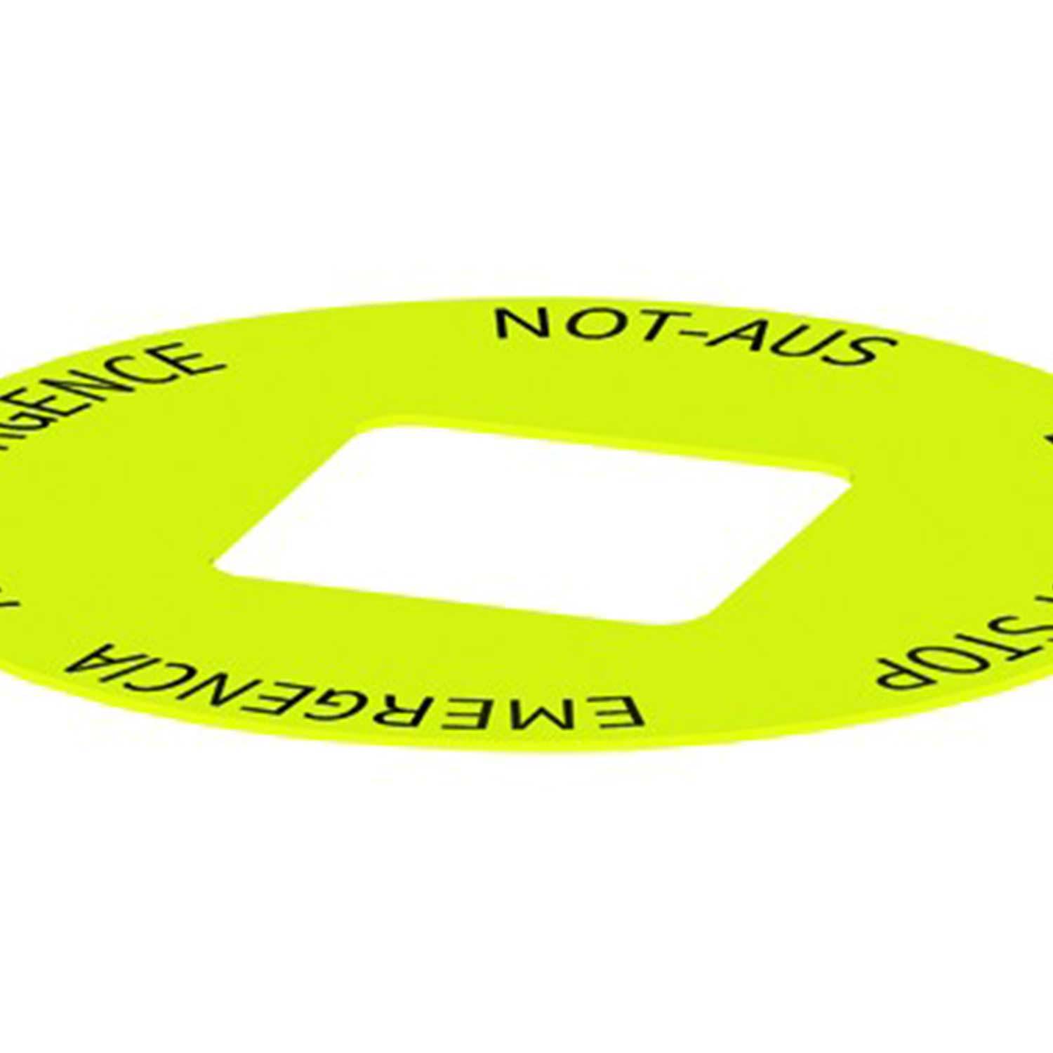 NAS_23_548 Georg Schlegel Unterlegschild 4-sprachig bedruckt für Einbauöffnung 23 x 23 mm Montageausschnitt 23,0mm x