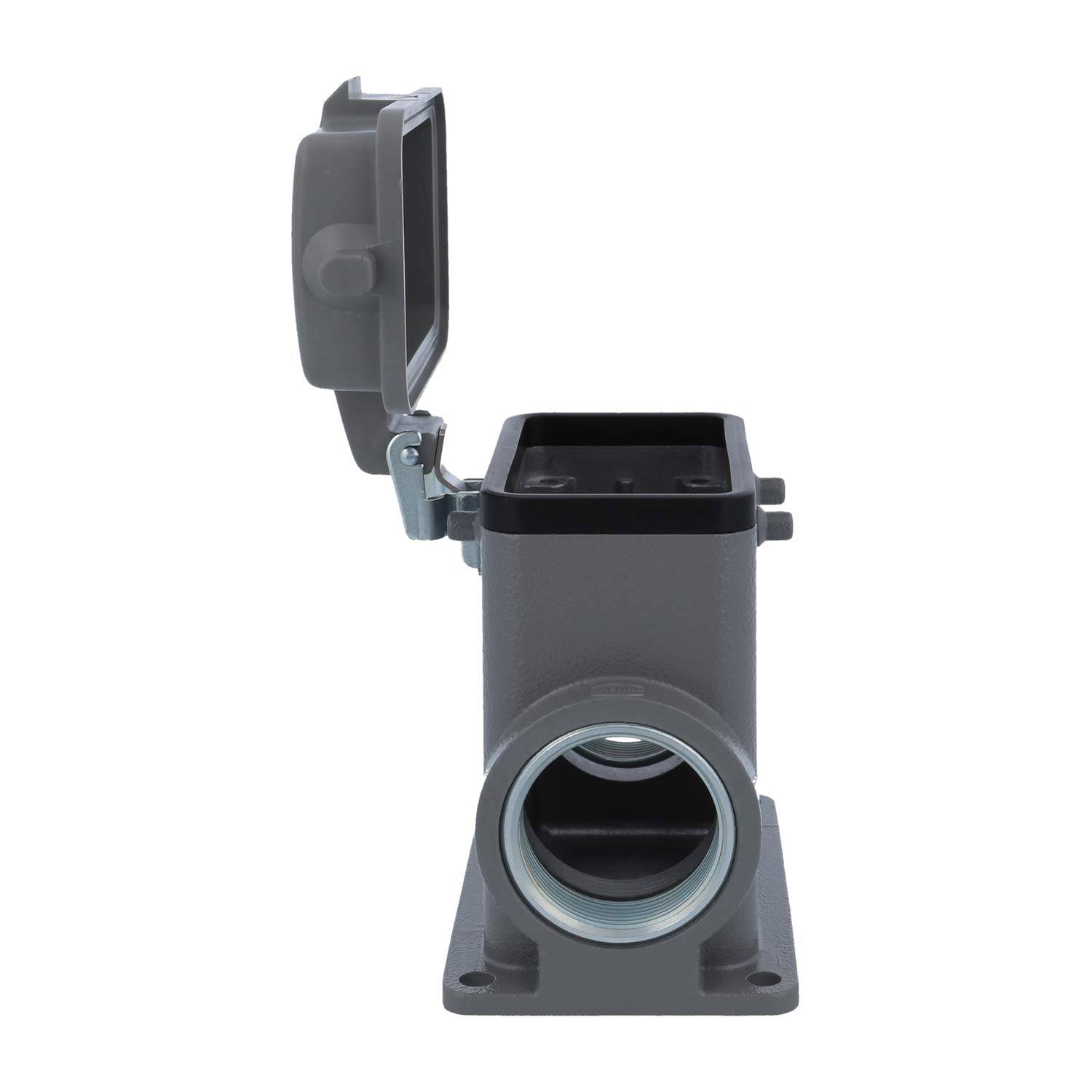 19300100267 HARTING Han 10B Sockelgehäuse hoch, 2xM32 seitlicher Kabelabgang, für 2 Bügel (am Oberteil) mit Schutzkappe