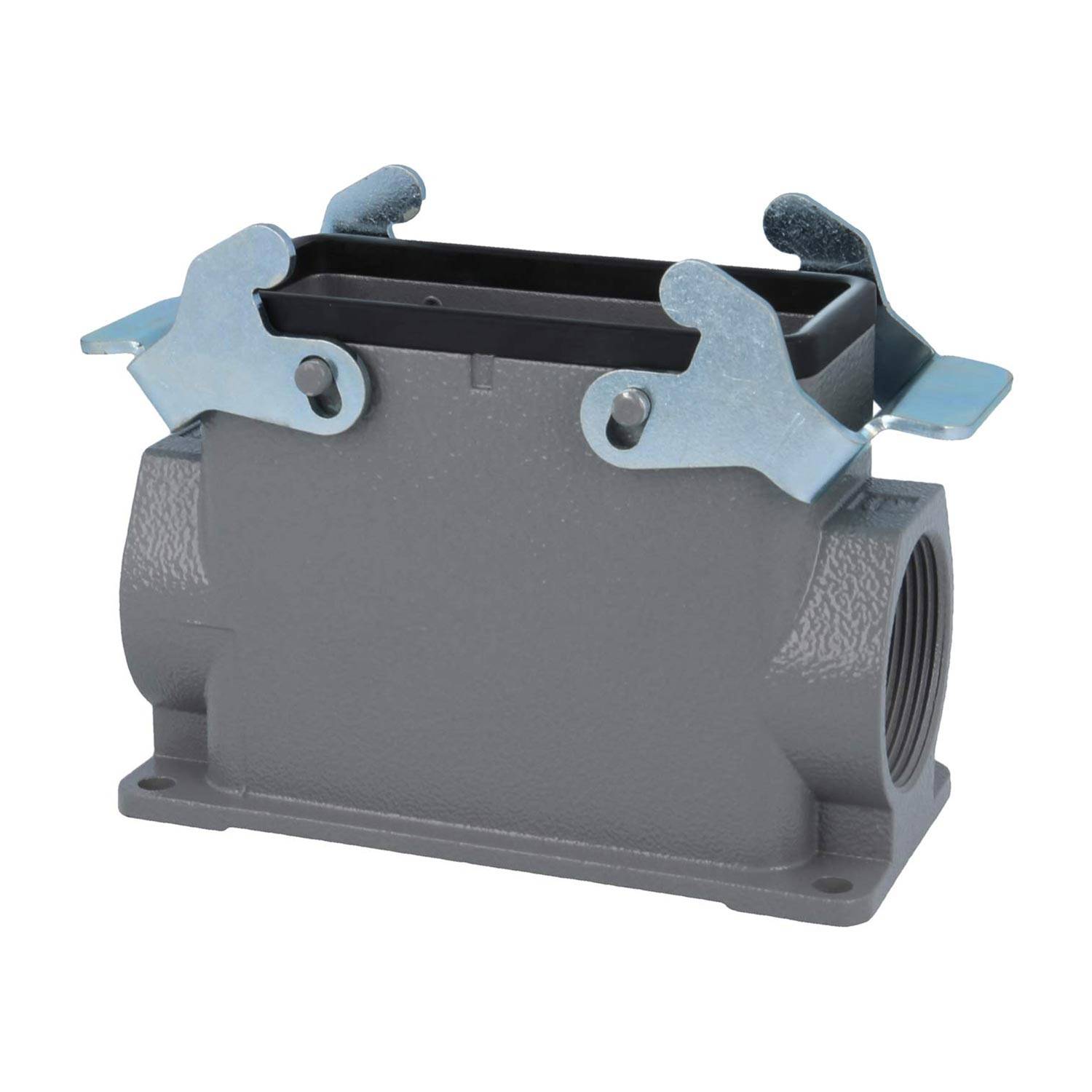 04301160271 HARTING Han 16B Sockelgehäuse hoch, 2xPG29 seitlicher Kabelabgang, mit 2 Querbügeln Verschraubung PG29