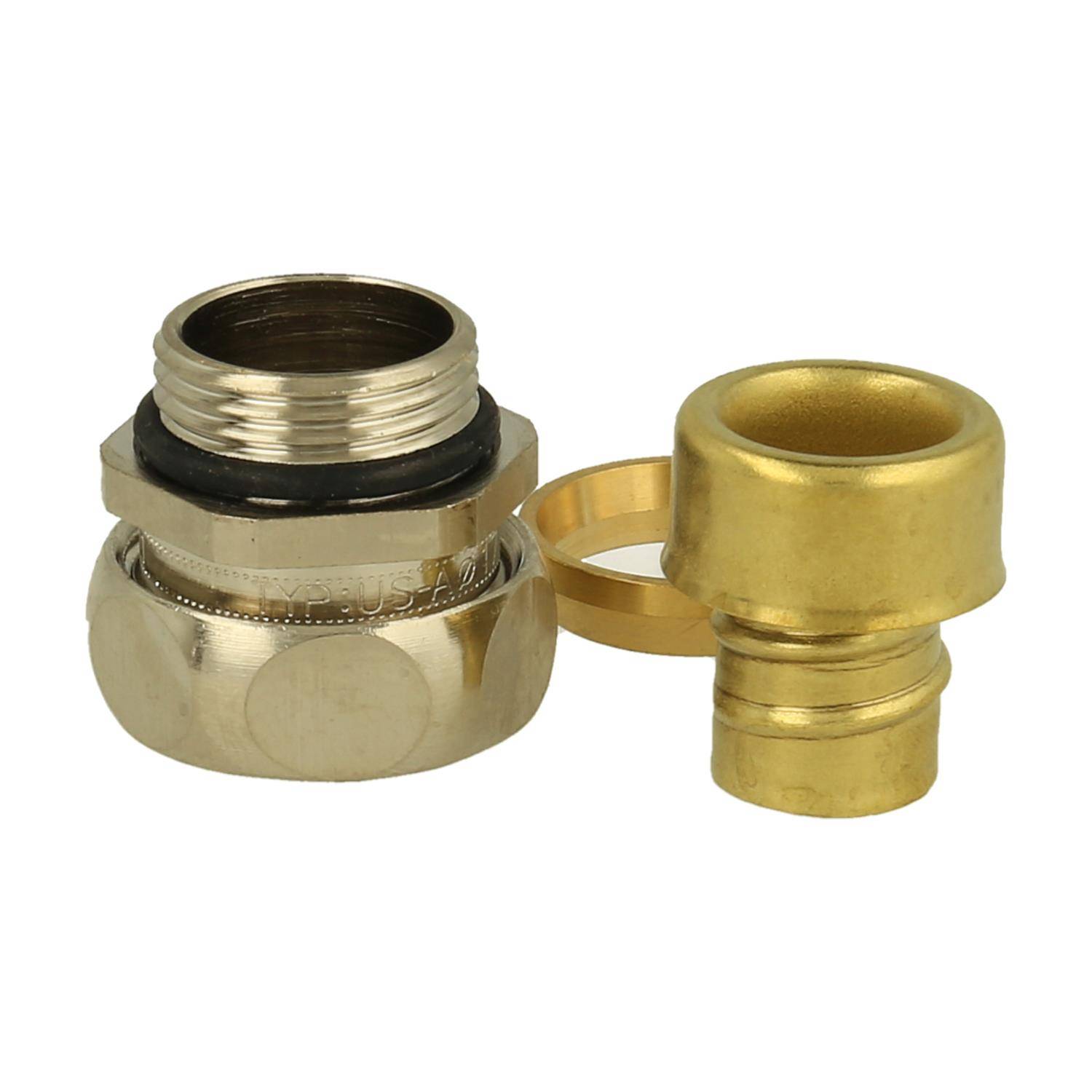 US-P Metallverschraubung gerade Gewinde PG11x1,41 für Schlauch-Außendurchmesser 17,0mm für Schlauch-Innendurchmesser