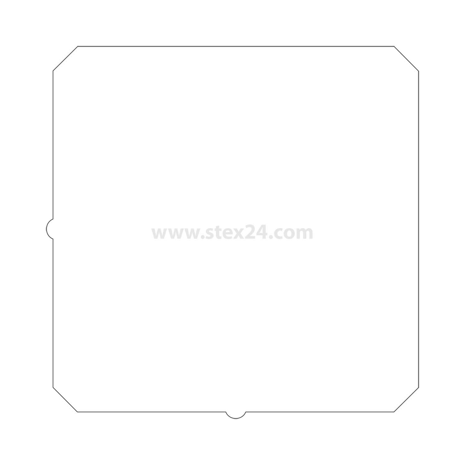 Ein schlichtes, weißes, quadratisches Blatt mit leicht abgeschnittenen Ecken; 'www.stex24.com' ist in der Mitte kaum sichtbar.