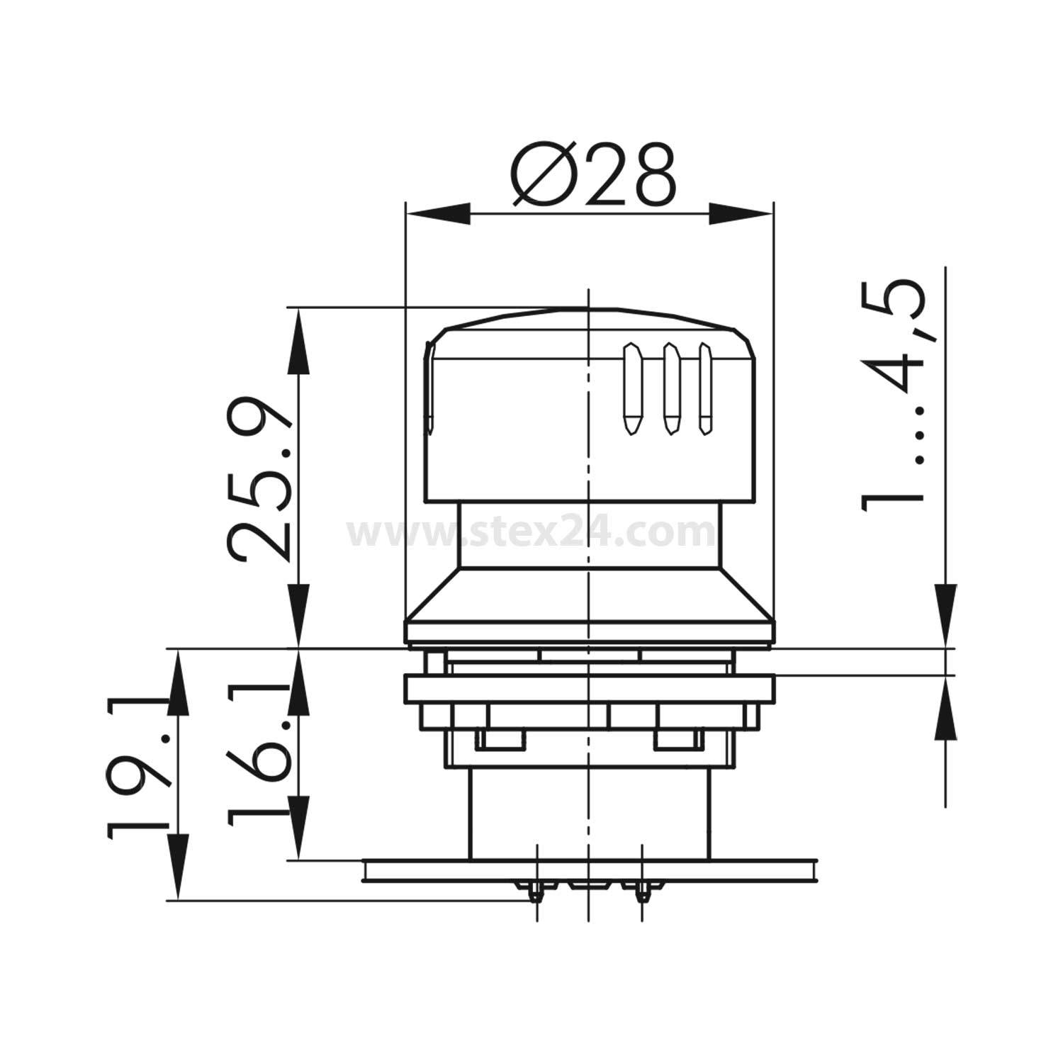 FRVKZAL Georg Schlegel Not-Aus-Schalter / Not-Halt-Taster aus Aluminium für 16,2mm Einbautiefe, rund, SHORTRON