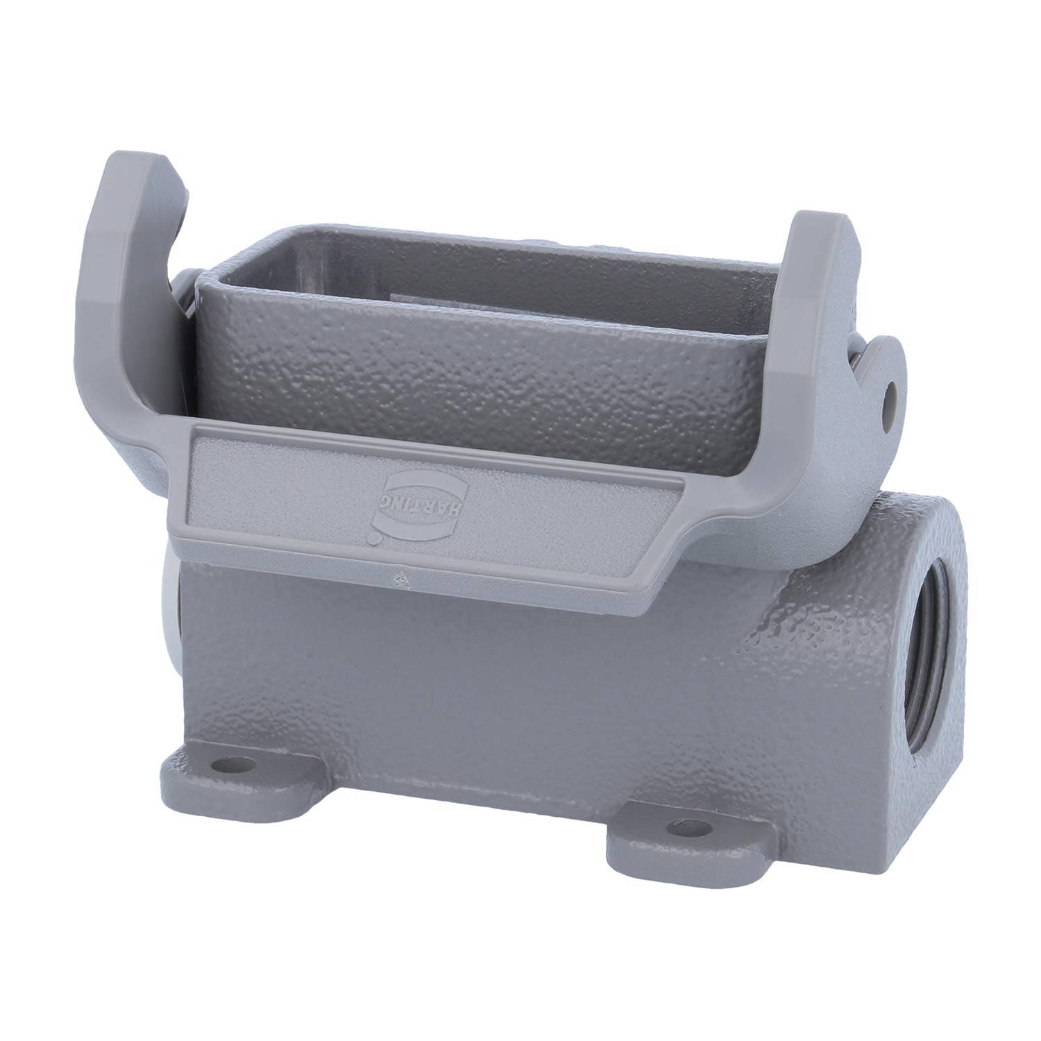 05200100261 HARTING Han 10A Sockelgehäuse hoch, 1xM20 seitlicher Kabelabgang, mit 1 Längsbügel Verschraubung M20