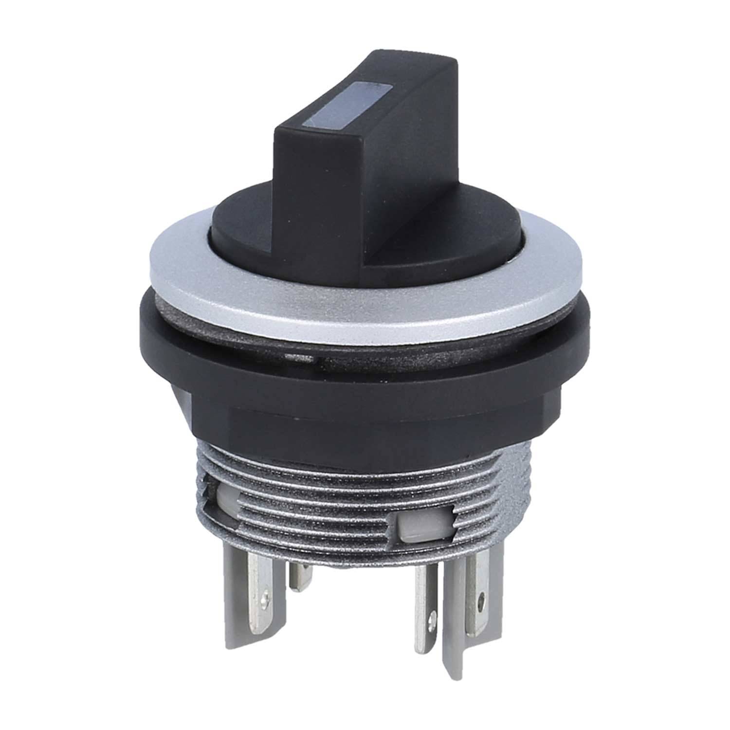 SSTBLOI Georg Schlegel Leucht-Wahlschalter tastend, 1Ö + 1S beleuchtbar, rund, SHORTRON Flachstecker 2,8mm x 0,8mm -