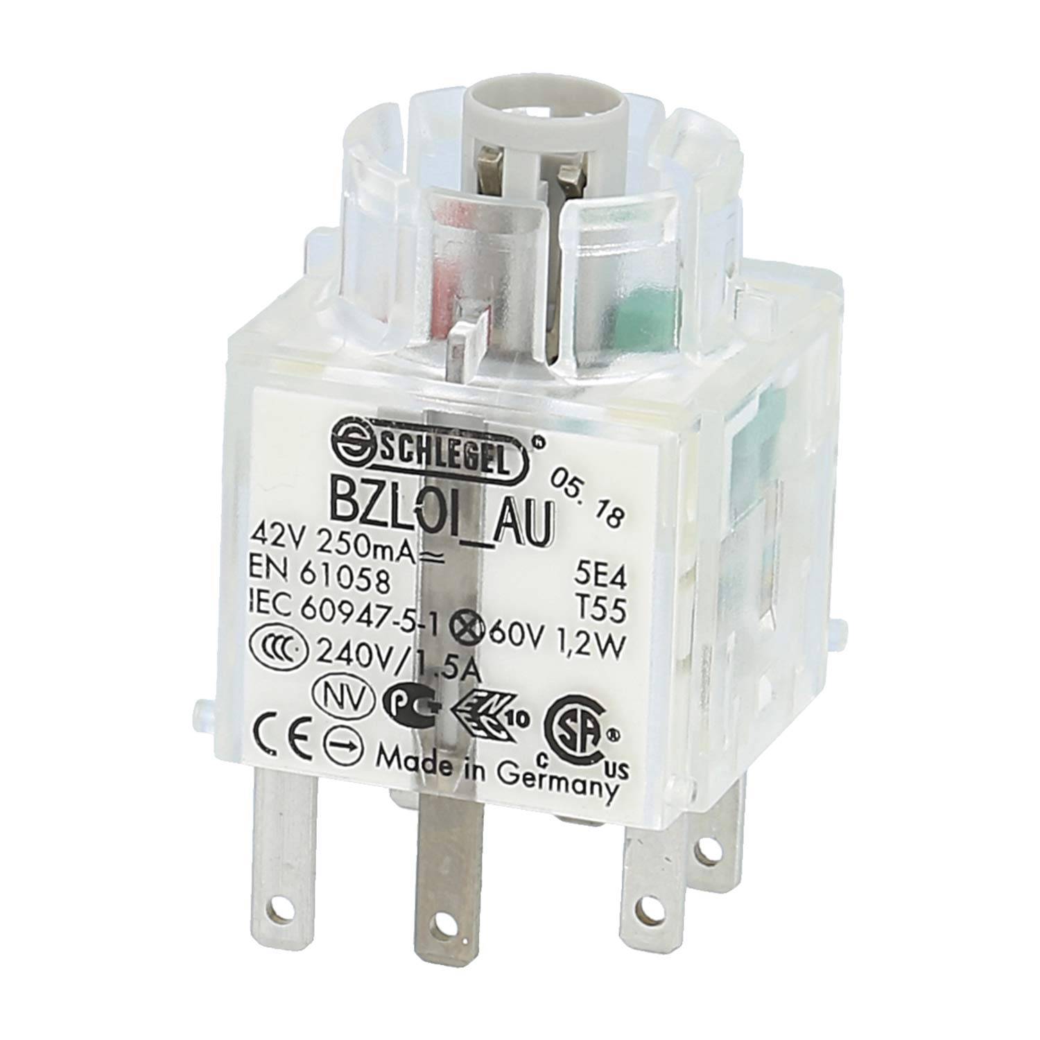 BZLOI_AU Georg Schlegel Leucht-Tastkontaktgeber, 1Ö + 1S Kontaktgeber BZ, beleuchtbar Flachstecker 2,8mm x 0,8mm -