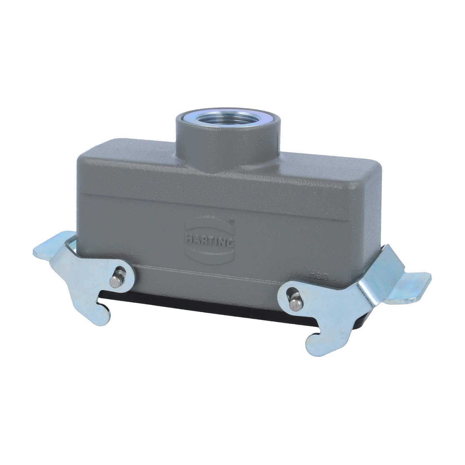04300241763 HARTING Han 24B Kupplungsgehäuse niedrig, 1xM25 gerader Kabelabgang, mit 2 Querbügeln Verschraubung M25