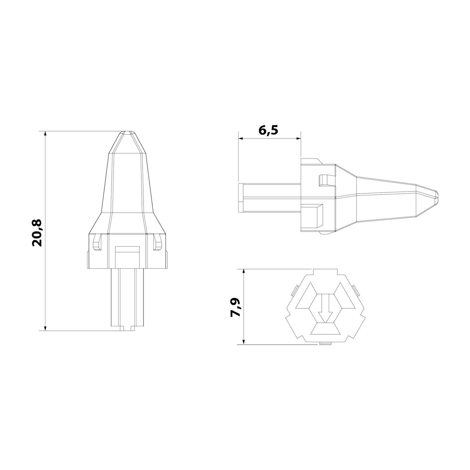 AW3P Amphenol AS-3HKM 103 Haltekeil Kabelstecker AT-Serie passend für: AT-Serie Kabelstecker 3-polig Temperaturbereich