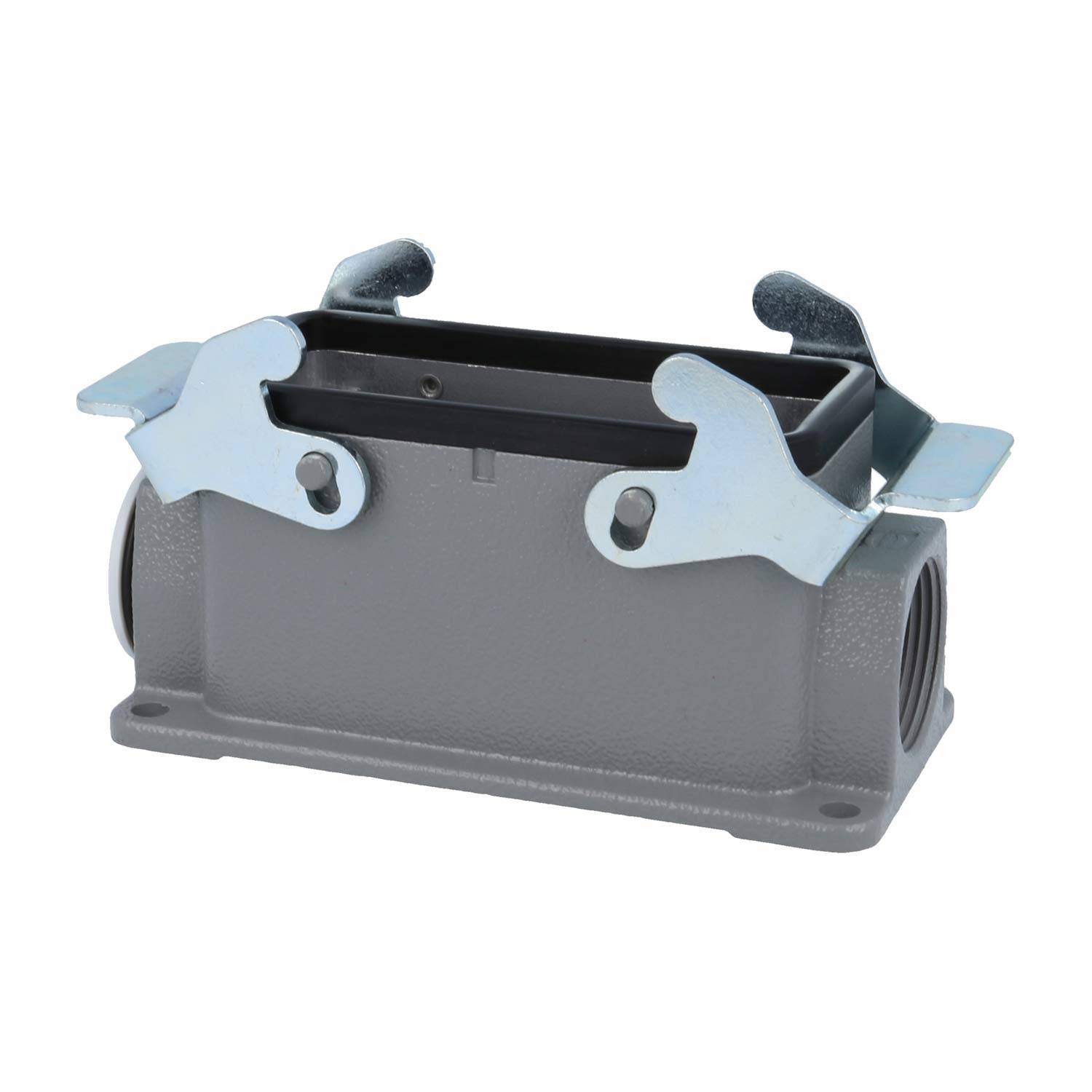 04300161230 HARTING Han 16B Sockelgehäuse niedrig, 1xPG21 seitlicher Kabelabgang, mit 2 Querbügeln Verschraubung PG21