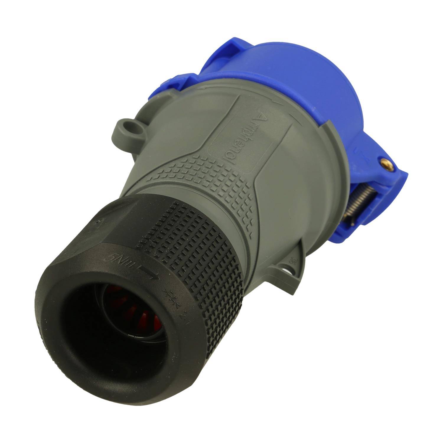 2CMA102014R1000 Amphenol 16 Ampere CEE Kupplungssteckverbinder 4-polig (3P+PE) Buchse, Kodierung 9h blau 200/250V