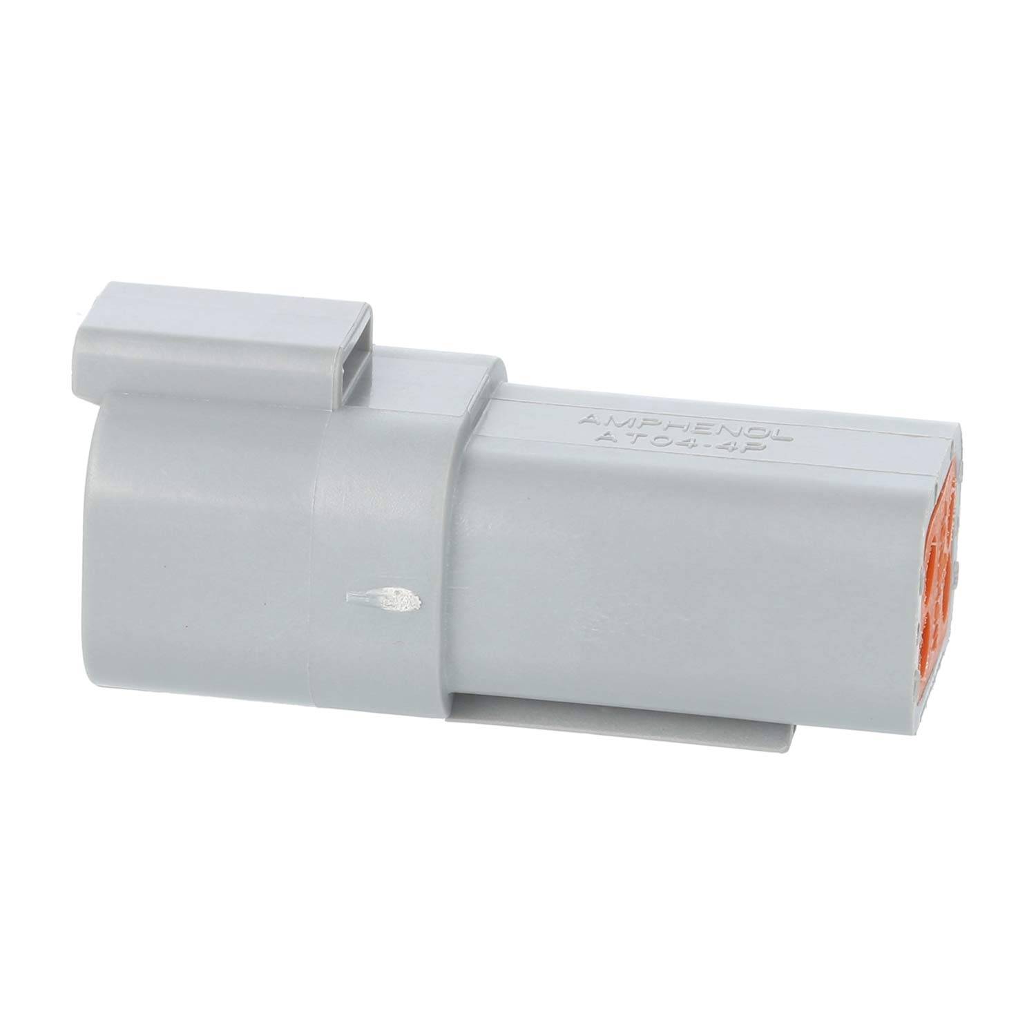 Ein grauer rechteckiger Elektroverbinder mit einer orangefarbenen Innenkomponente, der zum Verbinden elektrischer Schaltkreise verwendet wird.