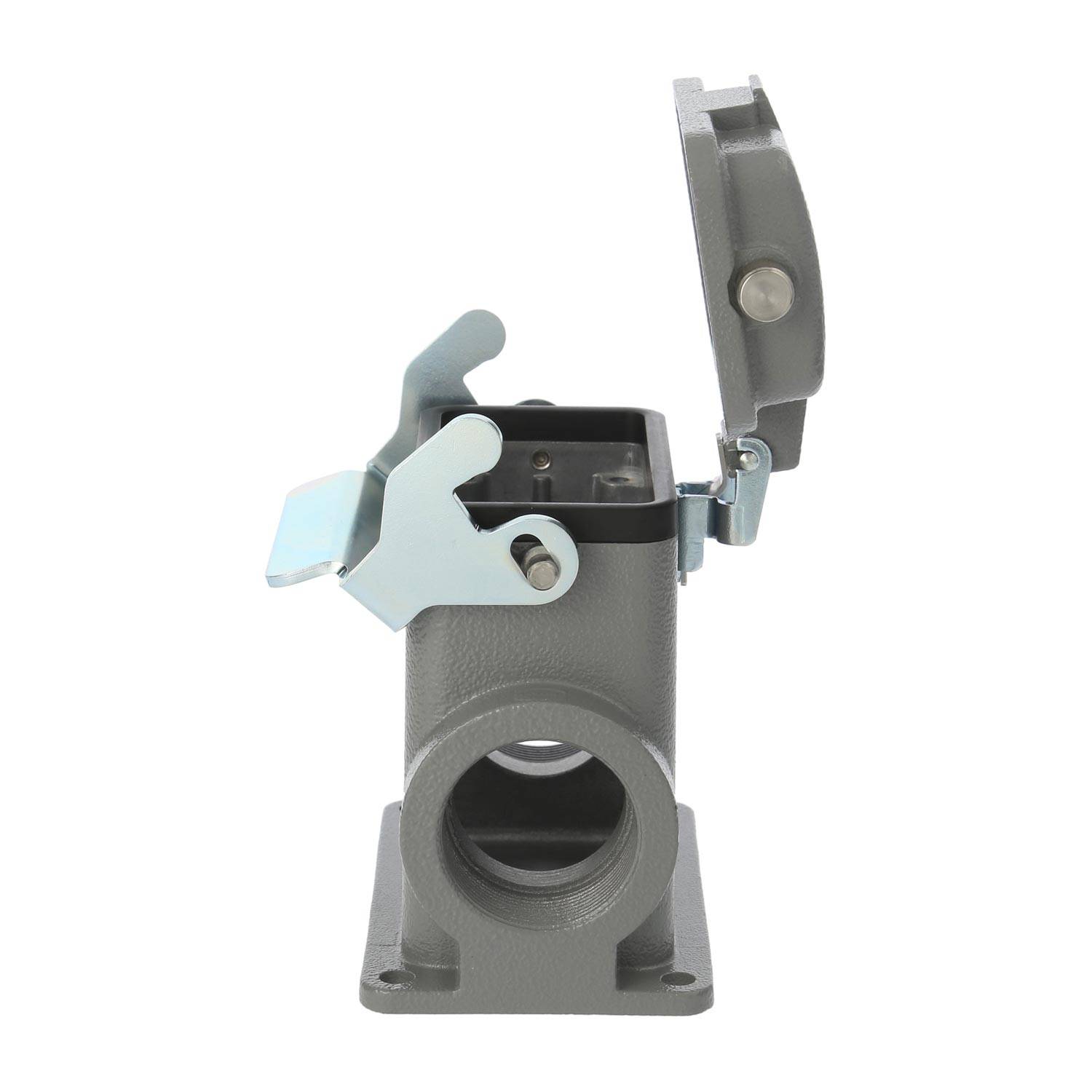 04300102266 HARTING Han 10B Sockelgehäuse hoch, 2xM40 seitlicher Kabelabgang, mit 1 Längsbügel mit Schutzkappe Metall -