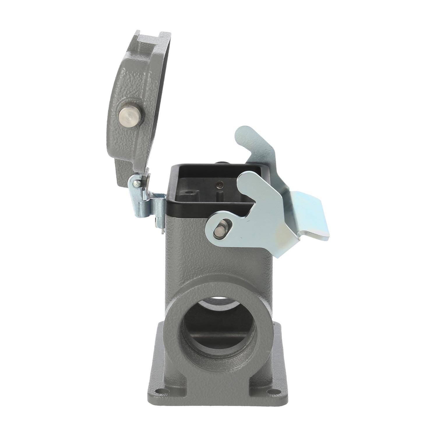 04300102266 HARTING Han 10B Sockelgehäuse hoch, 2xM40 seitlicher Kabelabgang, mit 1 Längsbügel mit Schutzkappe Metall -