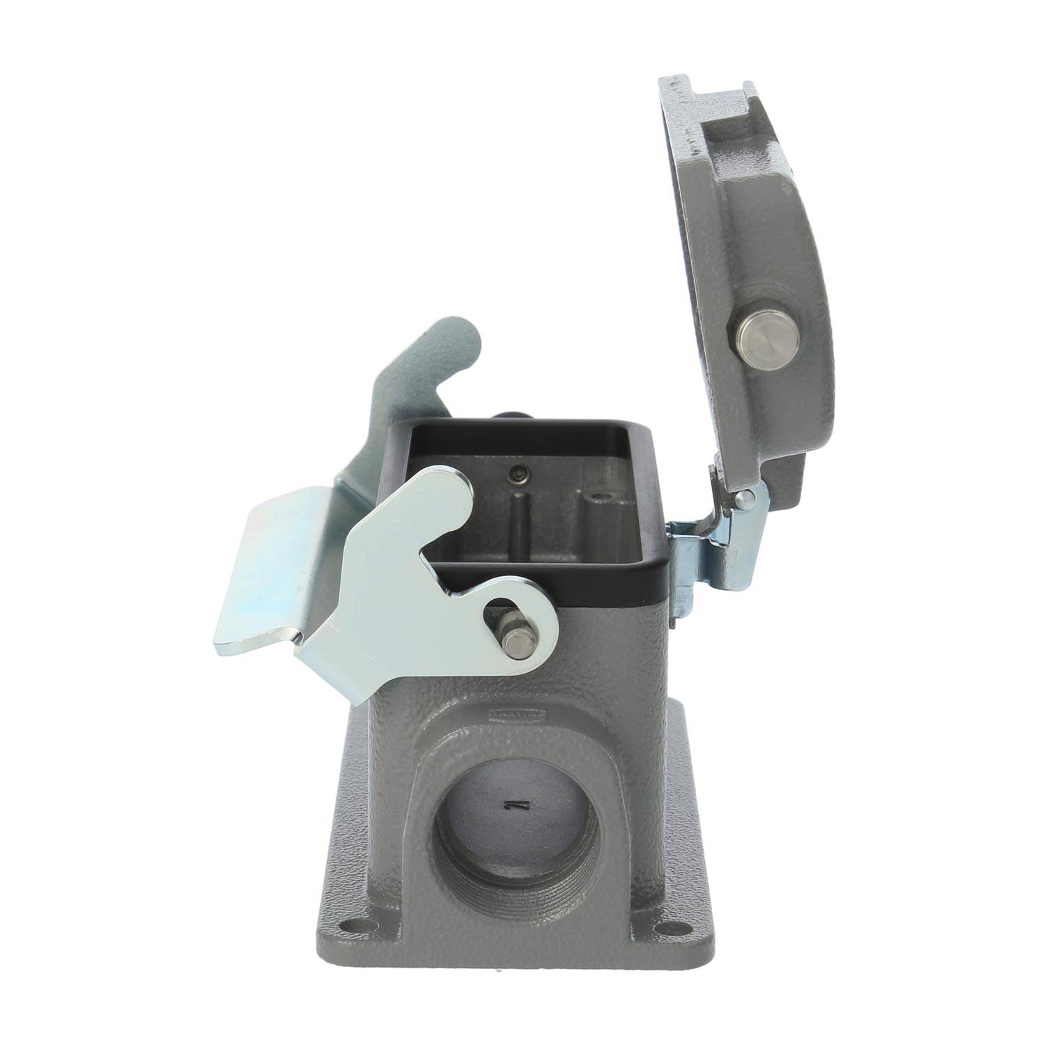 04300162296 HARTING Han 16B Sockelgehäuse niedrig, 2xM25 seitlicher Kabelabgang, mit 1 Längsbügel mit Schutzkappe
