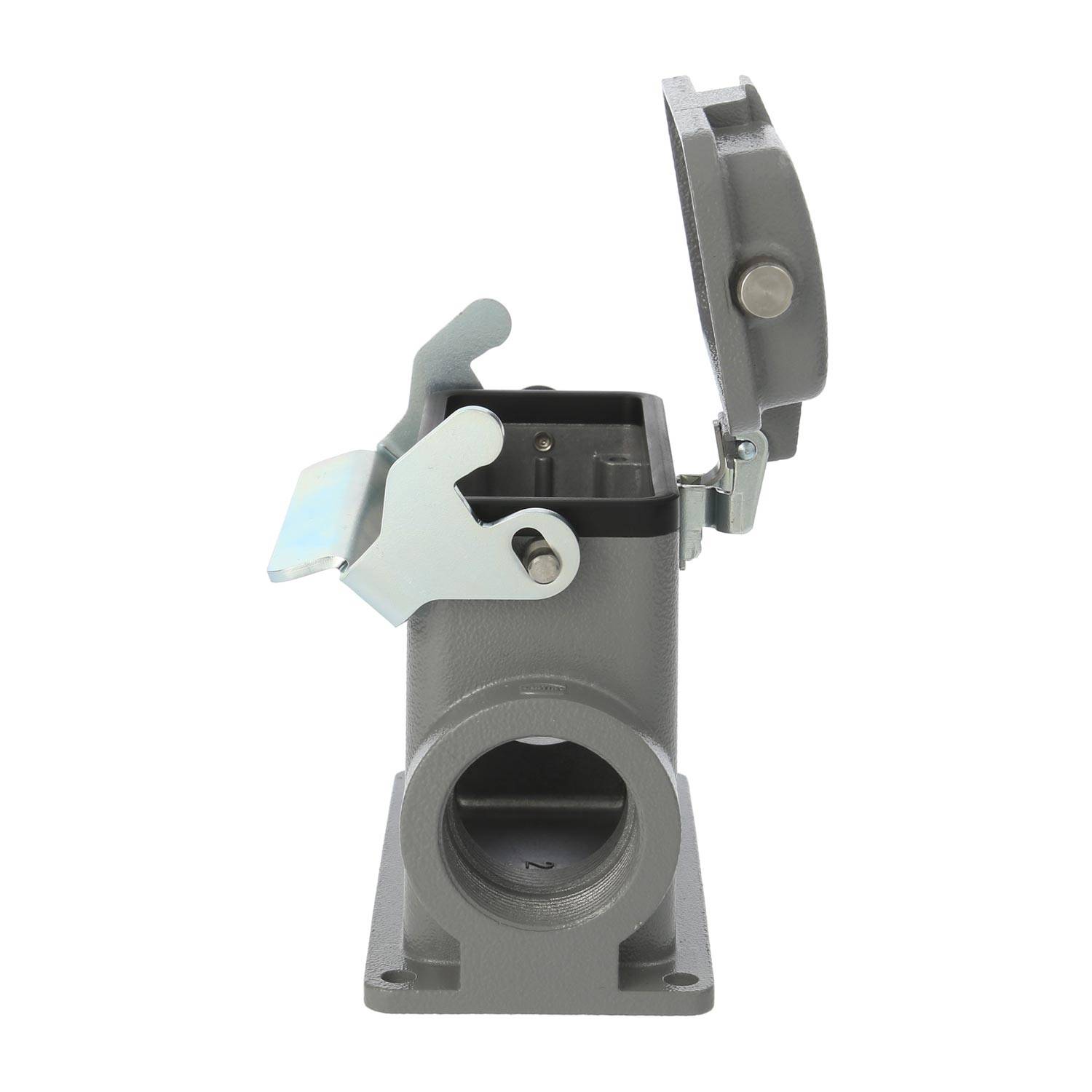 04300162265 HARTING Han 16B Sockelgehäuse hoch, 2xM25 seitlicher Kabelabgang, mit 1 Längsbügel mit Schutzkappe Metall -