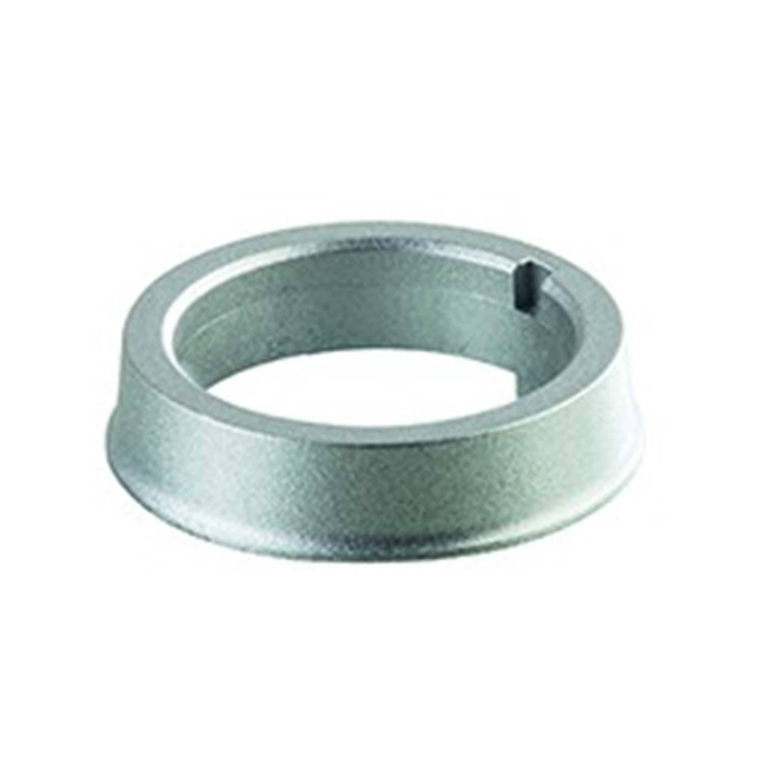 Ein Metallring mit einer Nut an einer Seite, möglicherweise eine mechanische Komponente oder ein Teil, das in technischen oder Fertigungsprozessen verwendet wird.