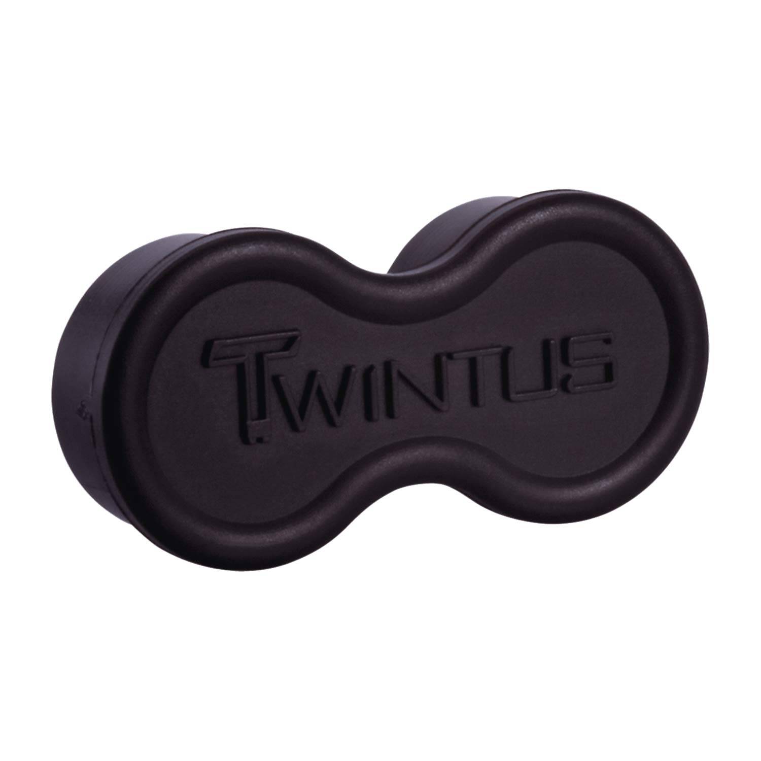 Ein schwarzes Ohrstöpsel-Etui mit dem Markennamen 'Twintus', der in den Deckel eingeprägt ist, entwickelt zum Aufbewahren und Schützen von Ohrstöpseln.