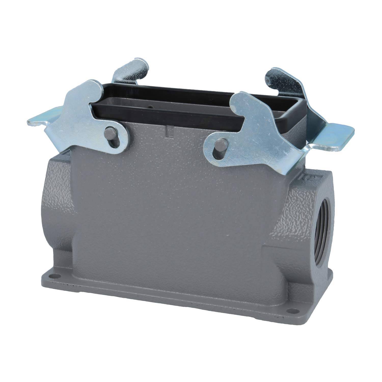 04300160230 HARTING Han 16B Sockelgehäuse hoch, 1xPG21 seitlicher Kabelabgang, mit 2 Querbügeln Verschraubung PG21