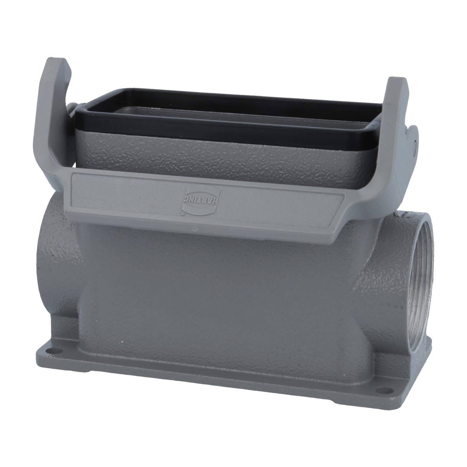 05300160277 HARTING Han 16B Sockelgehäuse hoch, 2xM40 seitlicher Kabelabgang, mit 1 Längsbügel Verschraubung M40