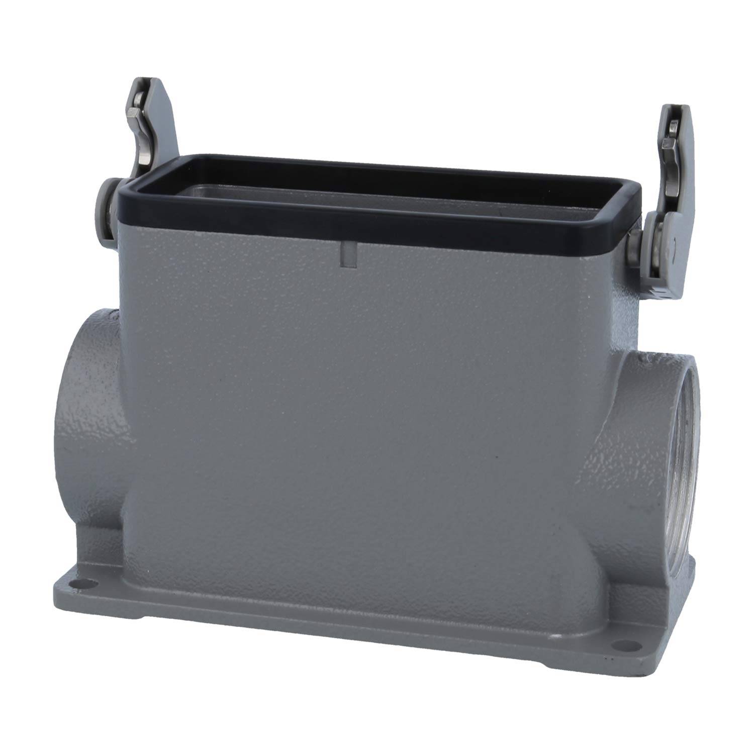 05300160277 HARTING Han 16B Sockelgehäuse hoch, 2xM40 seitlicher Kabelabgang, mit 1 Längsbügel Verschraubung M40