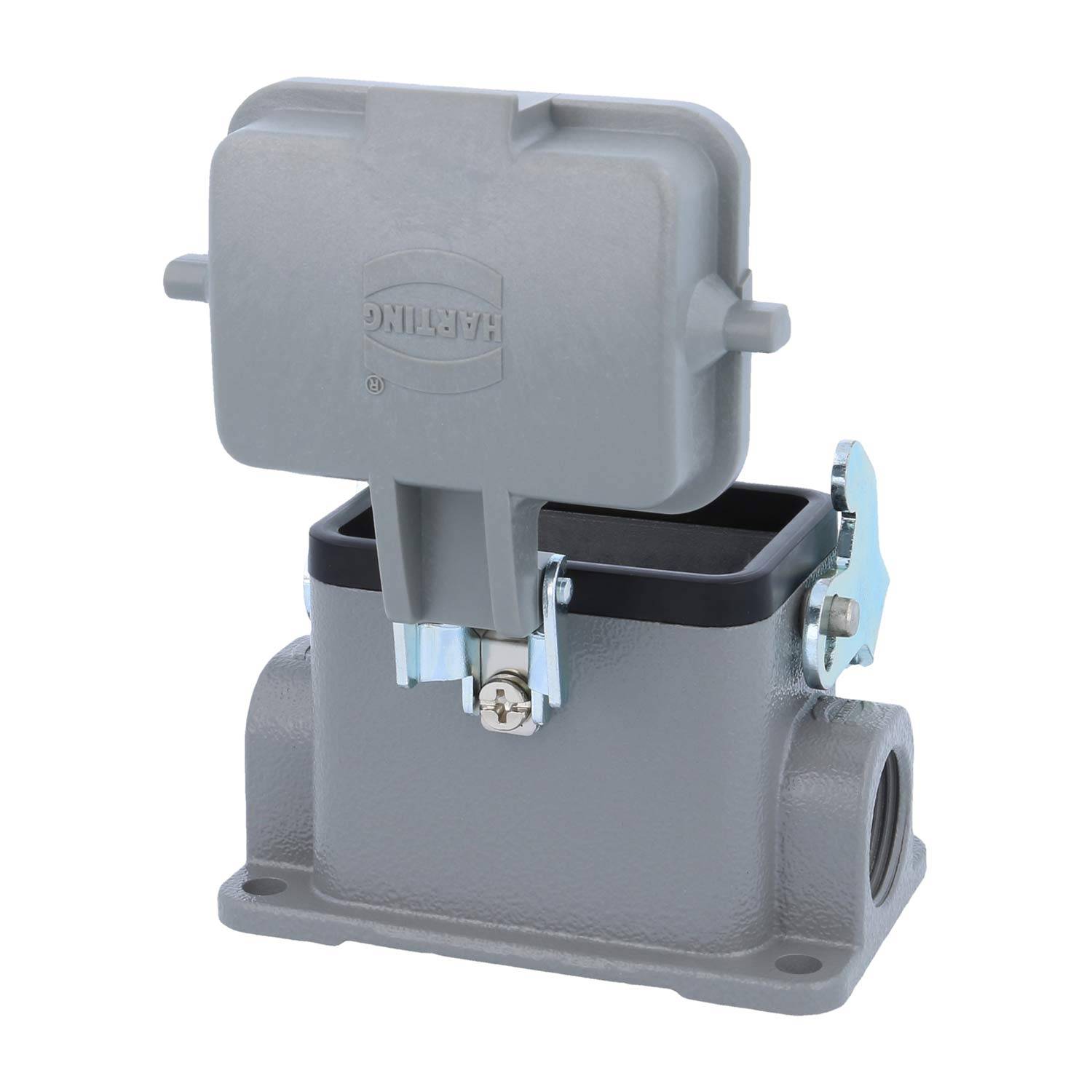 04300061264 HARTING Han 6B Sockelgehäuse niedrig, 2xM20 seitlicher Kabelabgang, mit 1 Längsbügel mit Schutzkappe