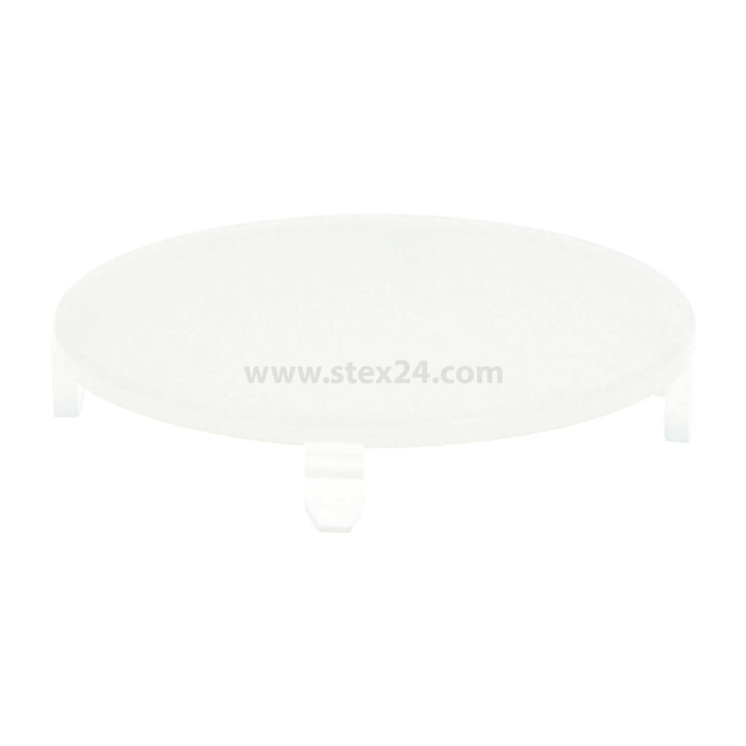 Eine schlichte, durchsichtige runde Scheibe oder Abdeckung mit drei kleinen Laschen am Rand. Hintergrund ist weiß ohne weitere Details.