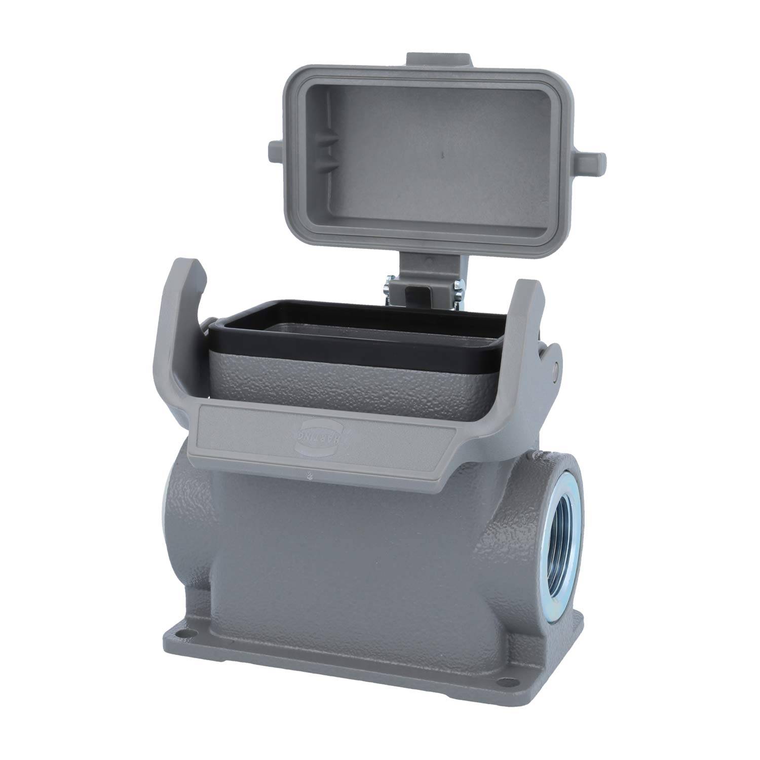 05300100282 HARTING Han 10B Sockelgehäuse hoch, 1xM25 seitlicher Kabelabgang, mit 1 Längsbügel mit Schutzkappe