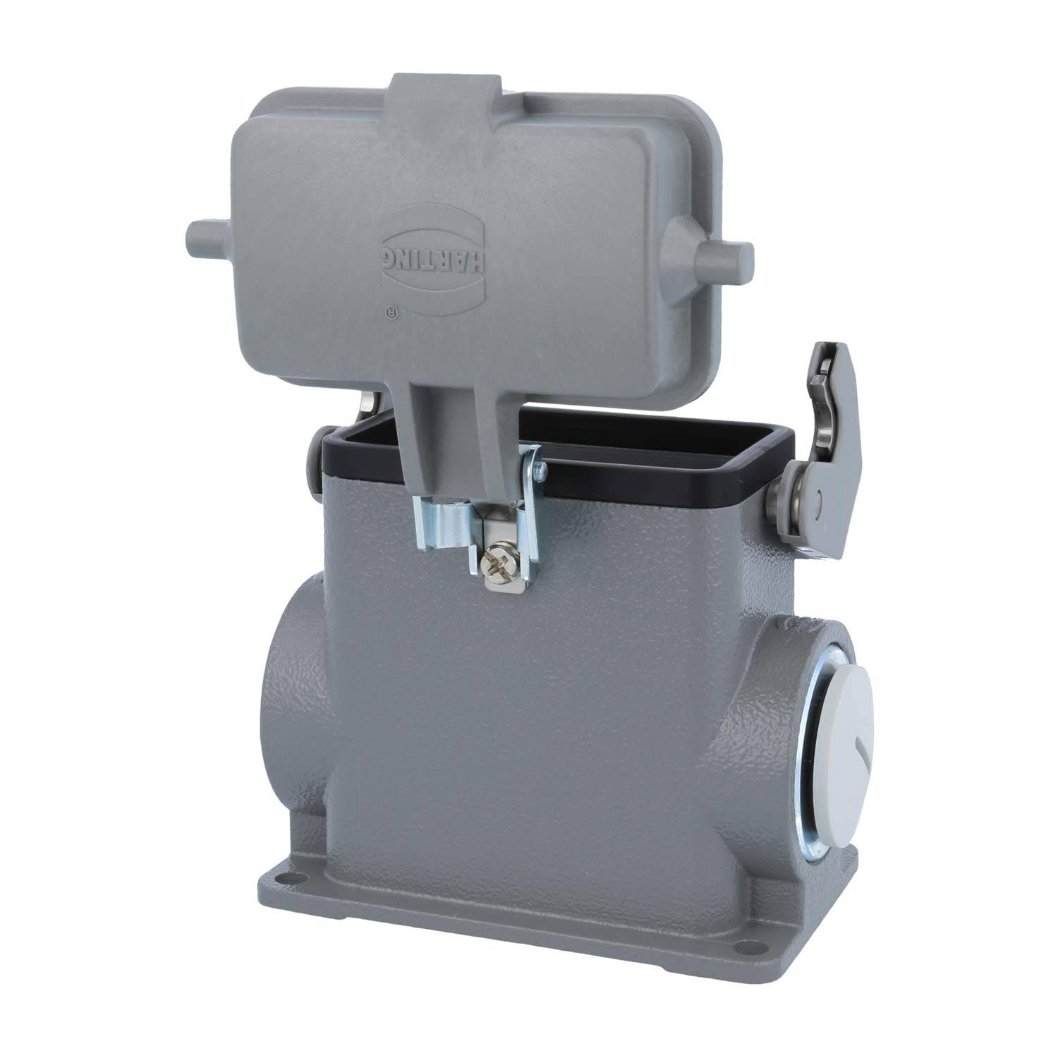 05300100282 HARTING Han 10B Sockelgehäuse hoch, 1xM25 seitlicher Kabelabgang, mit 1 Längsbügel mit Schutzkappe