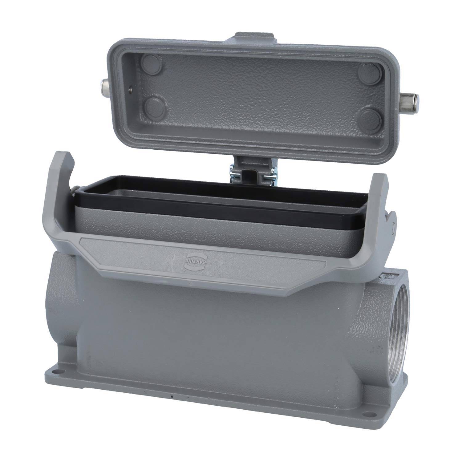 05300242267 HARTING Han 24B Sockelgehäuse hoch, 2xM40 seitlicher Kabelabgang, mit 1 Längsbügel mit Schutzkappe Metall -