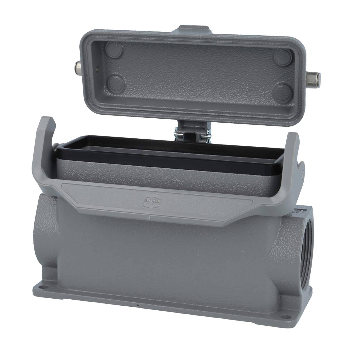 05300242265 HARTING Han 24B Sockelgehäuse hoch, 2xM25 seitlicher Kabelabgang, mit 1 Längsbügel mit Schutzkappe Metall -