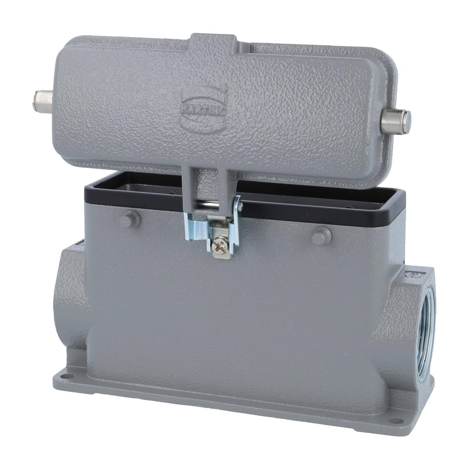 05300242263 HARTING Han 24B Sockelgehäuse hoch, 2xM32 seitlicher Kabelabgang, für 2 Bügel (am Oberteil) mit Schutzkappe