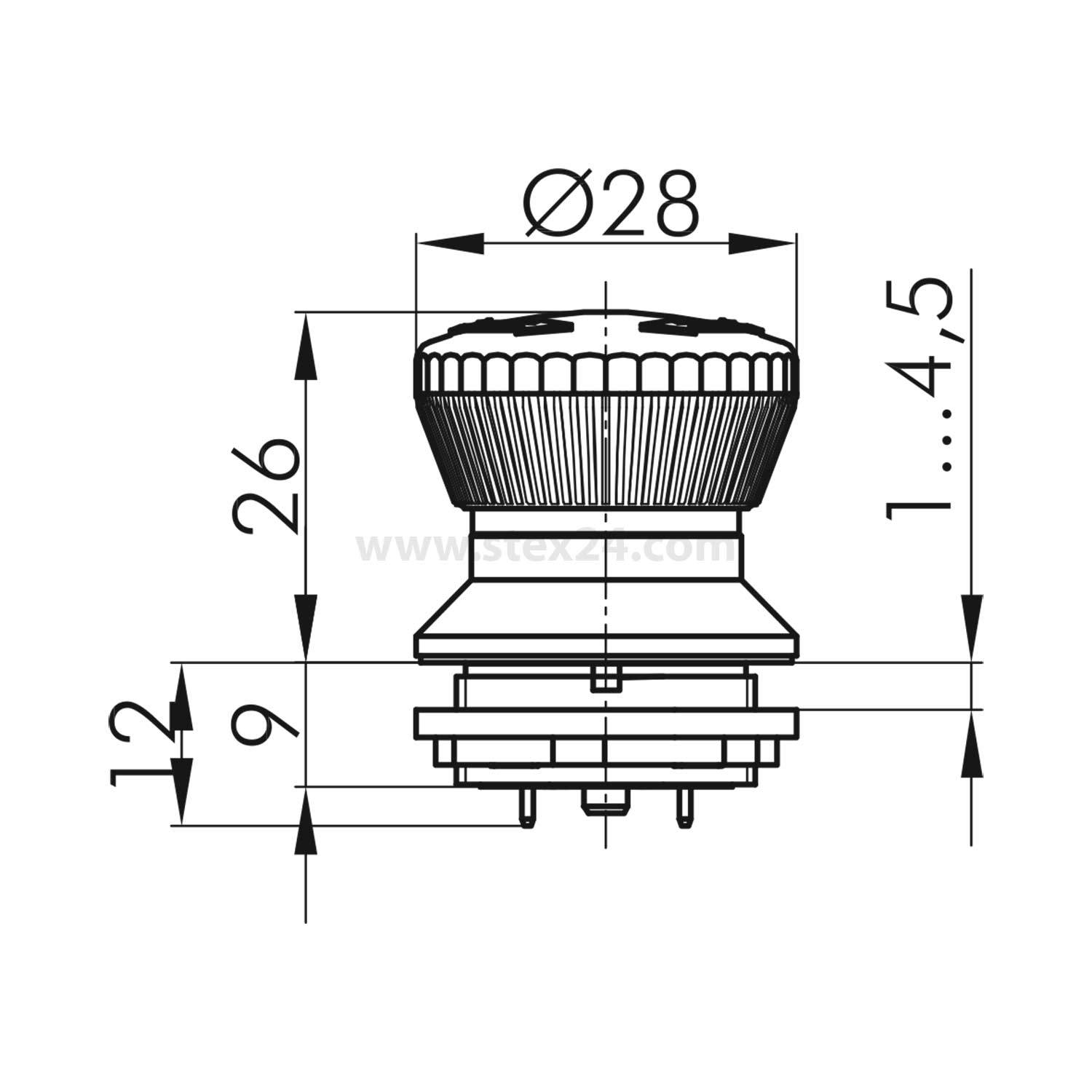 FRVKOOP Georg Schlegel Not-Aus-Schalter / Not-Halt-Taster, 2Ö rund, SHORTRON Printanschluss - 1Stück