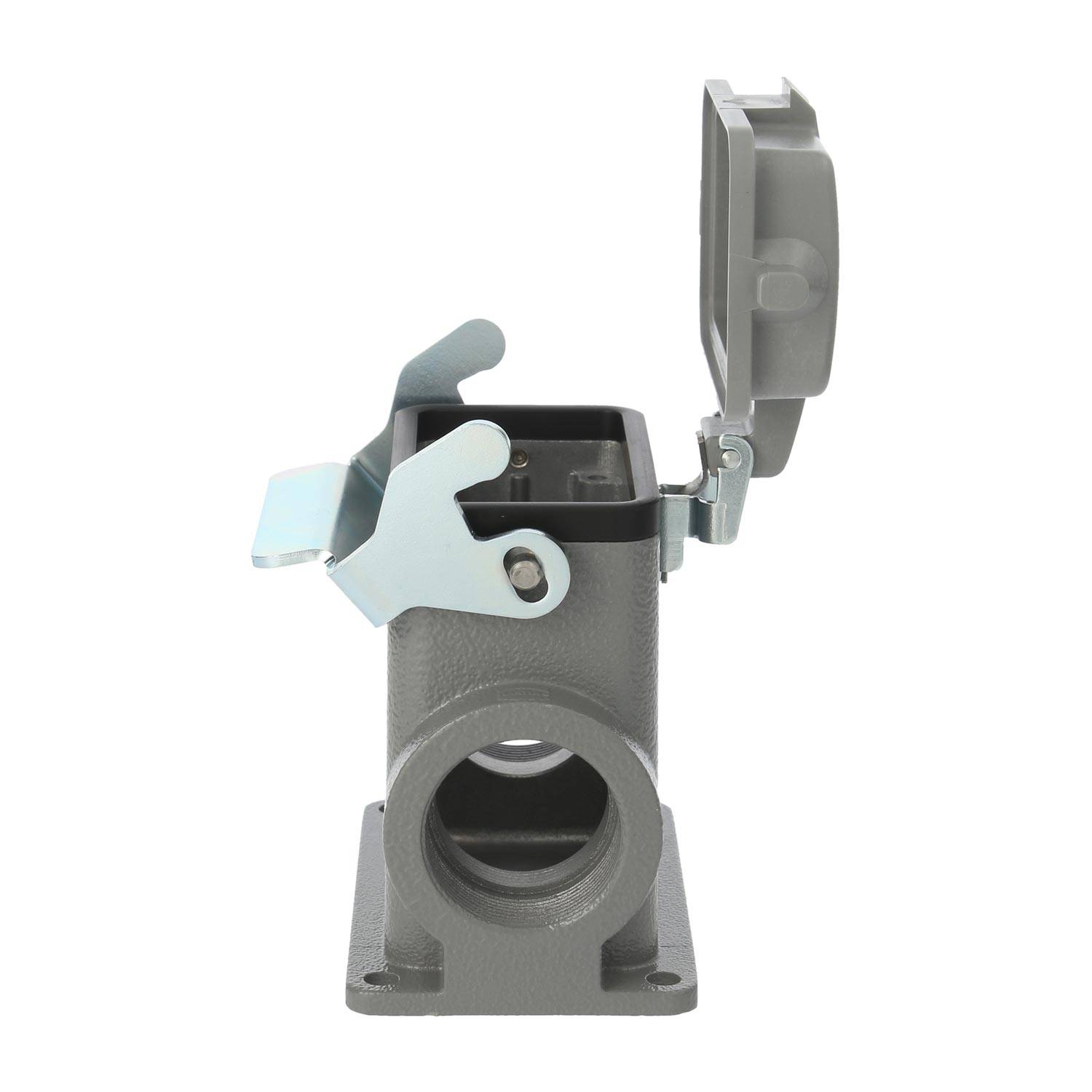 04300100296 HARTING Han 10B Sockelgehäuse hoch, 2xM25 seitlicher Kabelabgang, mit 1 Längsbügel mit Schutzkappe