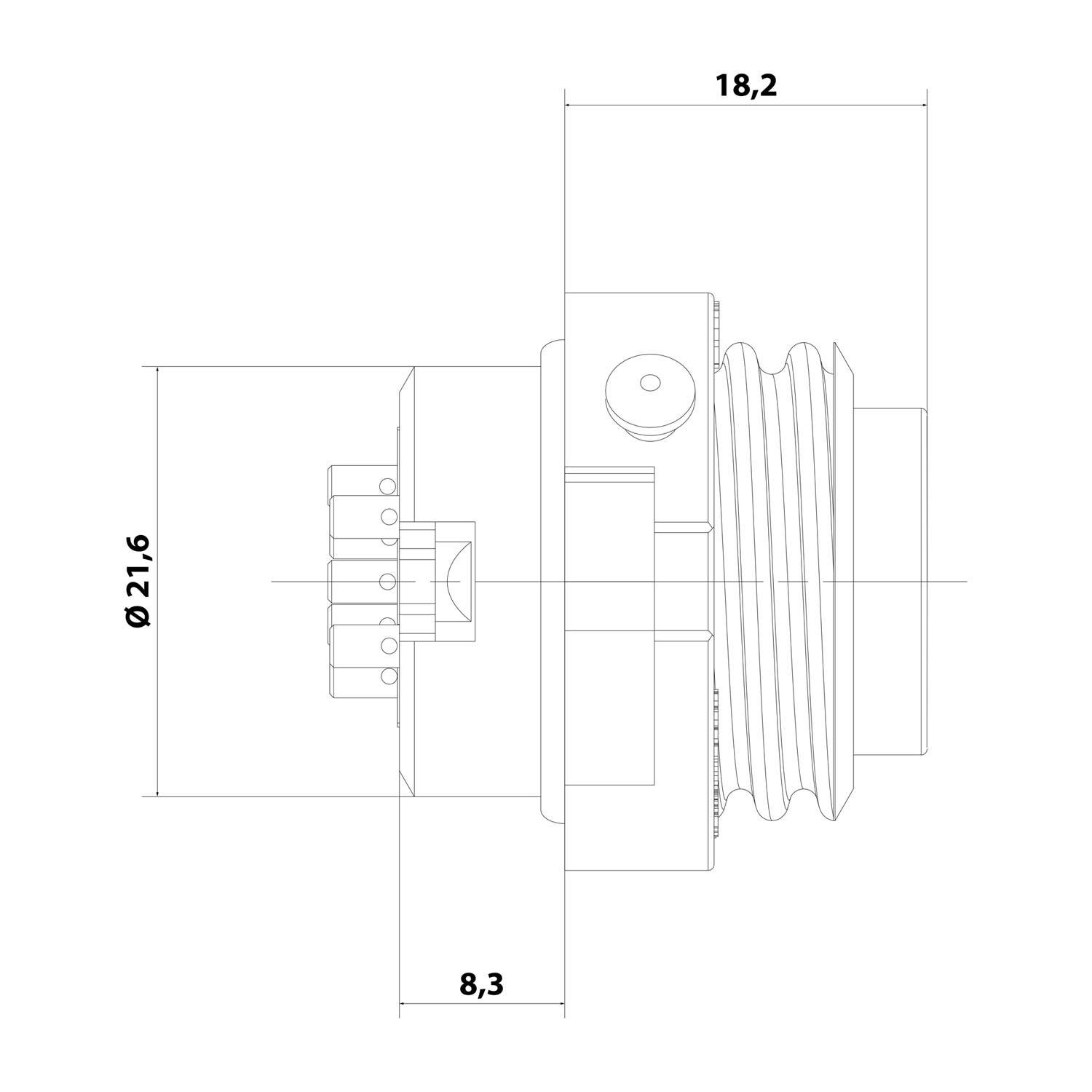 C01630C00610012 Amphenol RD24-GSG Gerätesteckverbinder gerade Stift Lötanschluss, Polzahl 6+PE Vorderwand - 1Stück
